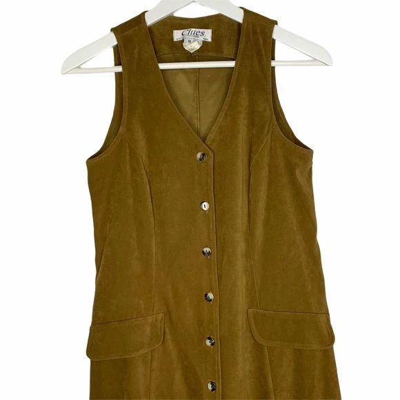 Vintage 90s Faux Suede Dress Medium by Clues Collection - Image 2