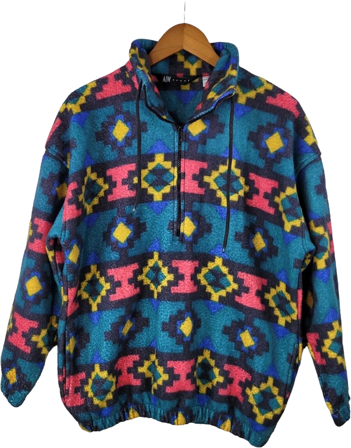 Vintage 90s Fleece Jacket Pullover Sweatshirt Size Medium Oversize Southwest