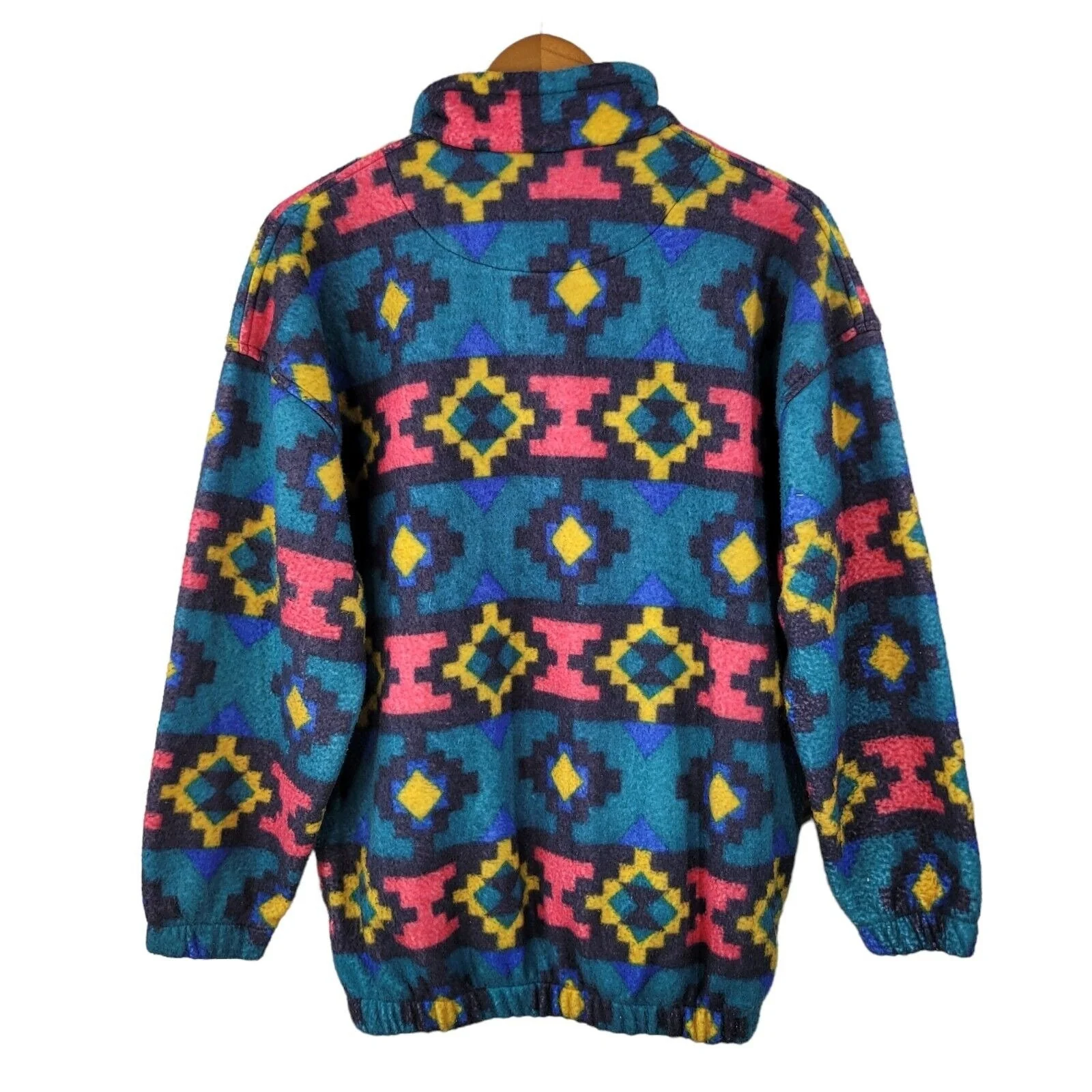 Vintage 90s Fleece Jacket Pullover Sweatshirt Size Medium Oversize Southwest - Image 5