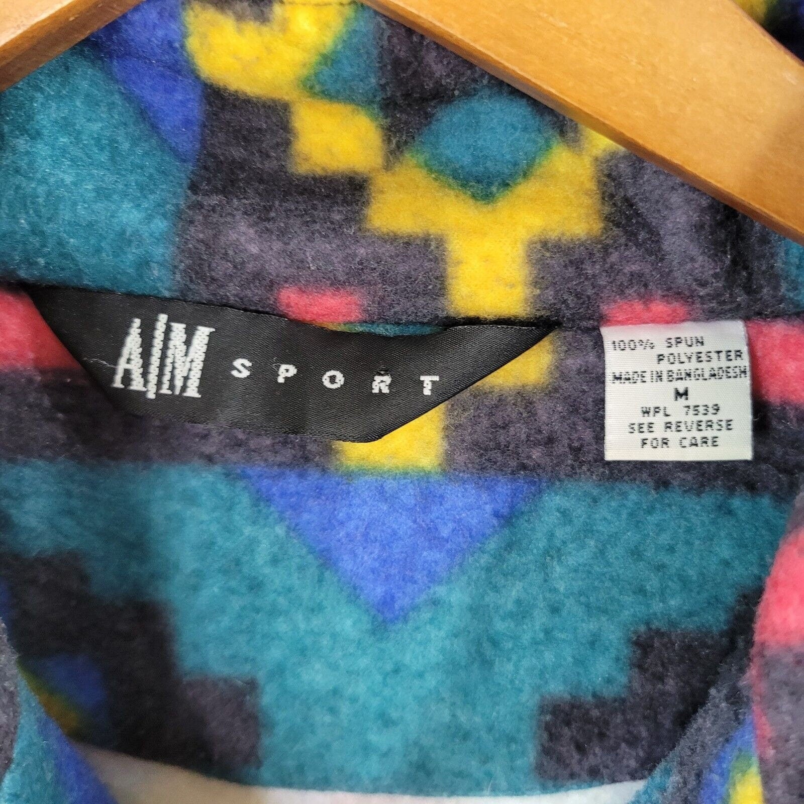 Vintage 90s Fleece Jacket Pullover Sweatshirt Size Medium Oversize Southwest - Image 6