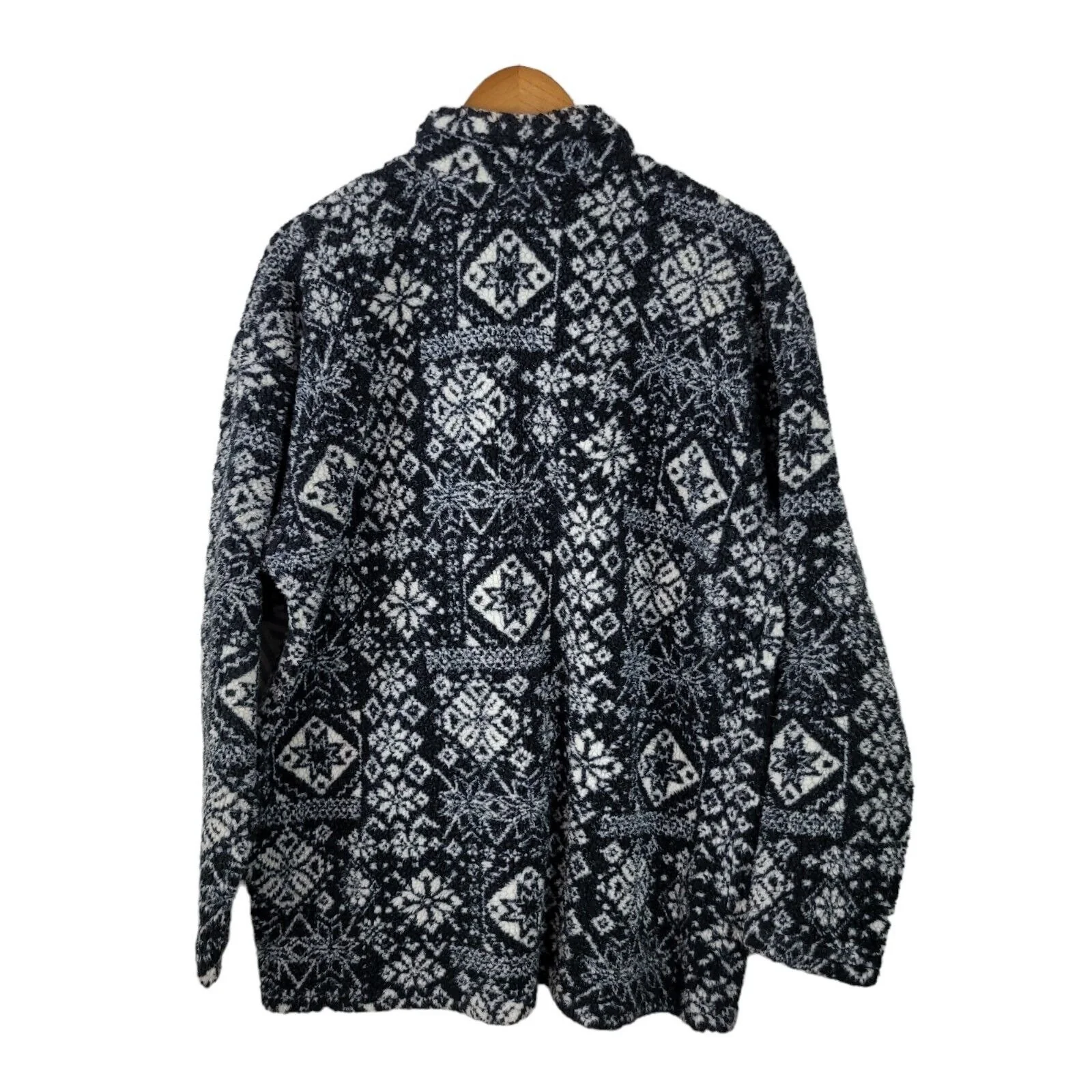 Vintage 90s Fleece Sweatshirt Jacket Coat Size Medium Warm Snowflake Full Zip by Essentials - Image 2