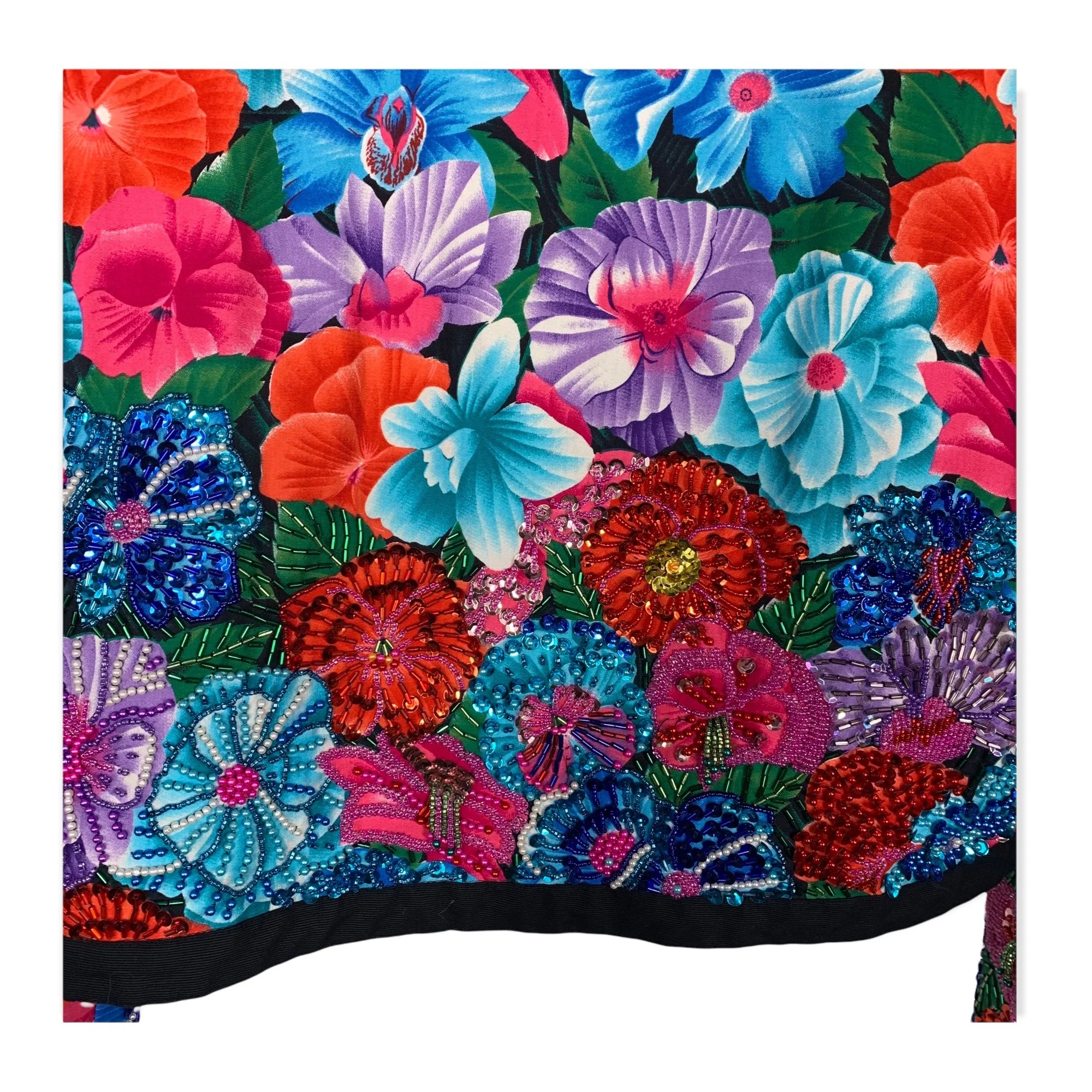 Vintage 90s Floral Beaded Bolero Jacket Medium by Diane Freis - Image 7