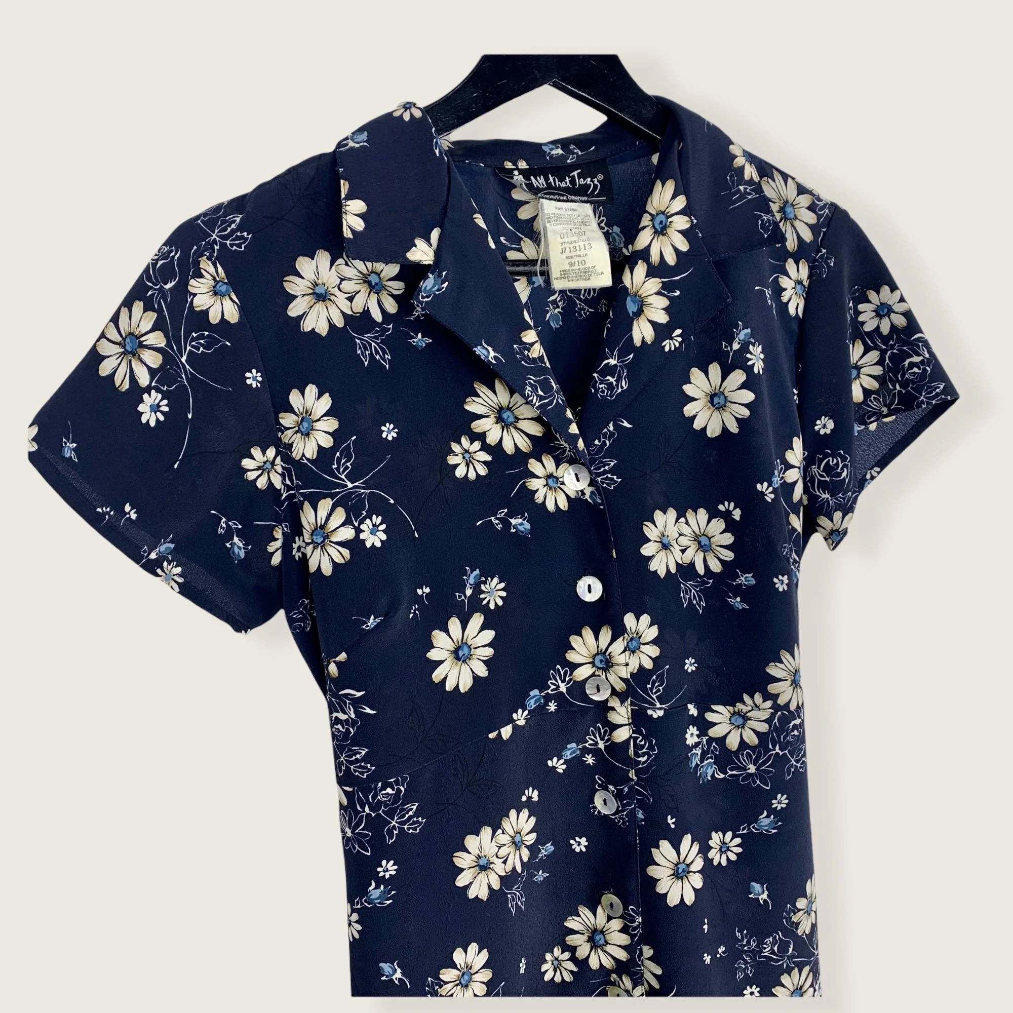 Vintage 90s Floral Button Up Mini Dress Medium by All That Jazz - Image 2