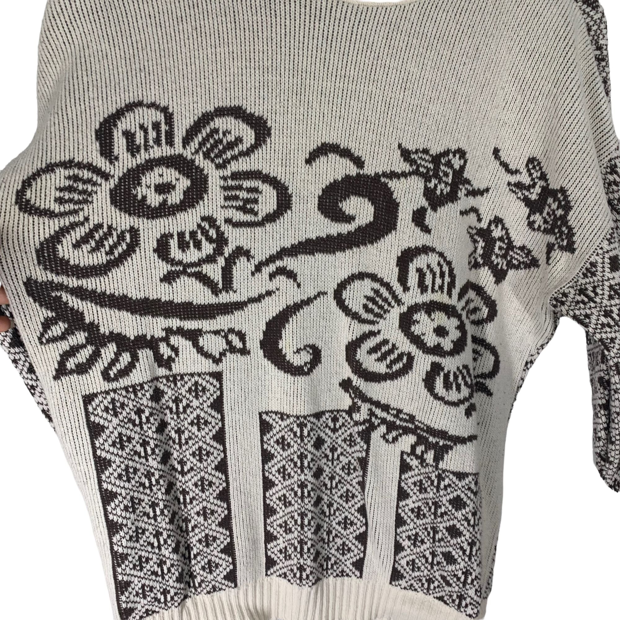 Vintage 90s Floral Pattern Knit Pull Over Cotton Sweater by Cabin Creek - Image 2