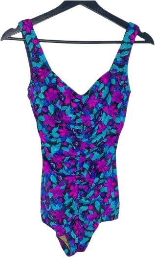Vintage 90s Floral Ruched Center One Piece Large by Maxine of Hollywood