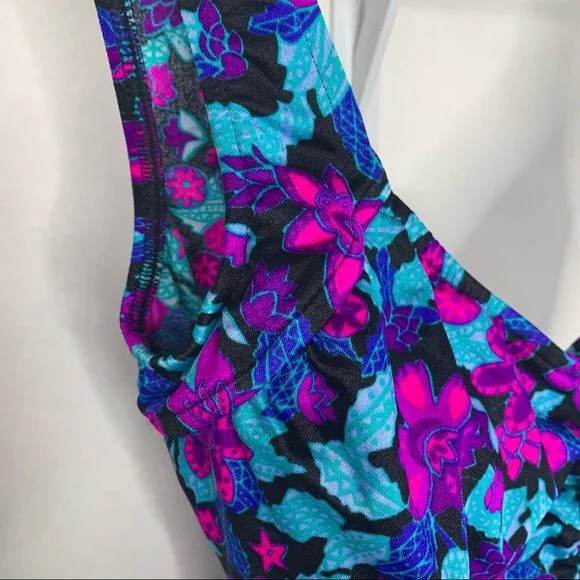 Vintage 90s Floral Ruched Center One Piece Large by Maxine of Hollywood - Image 13