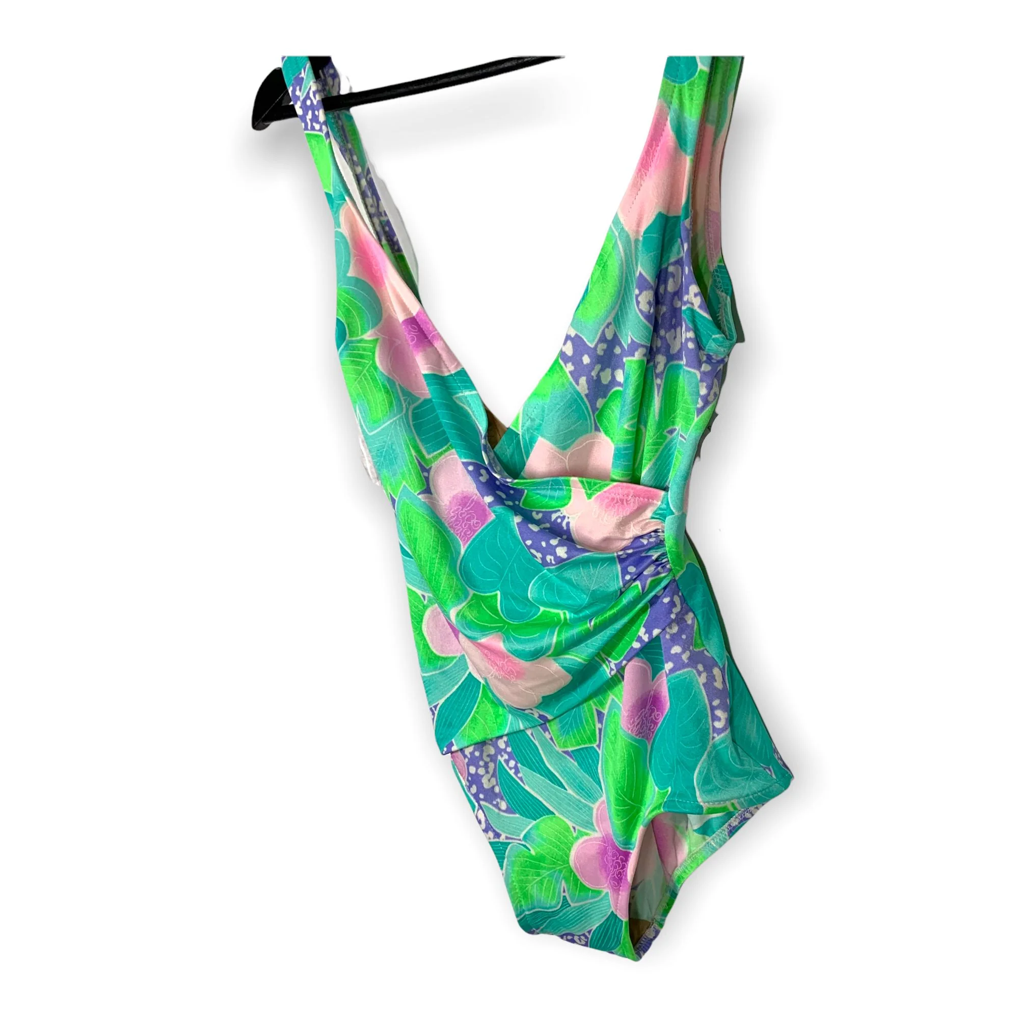 Vintage 90s Floral Ruched Side Wrap One Piece Swimsuit Medium by Catalina - Image 3