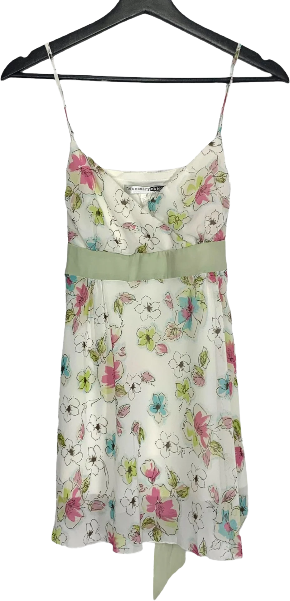 Vintage 90s Floral Spaghetti Strap Chiffon Slip Style Tunic Medium by Necessary Objects
