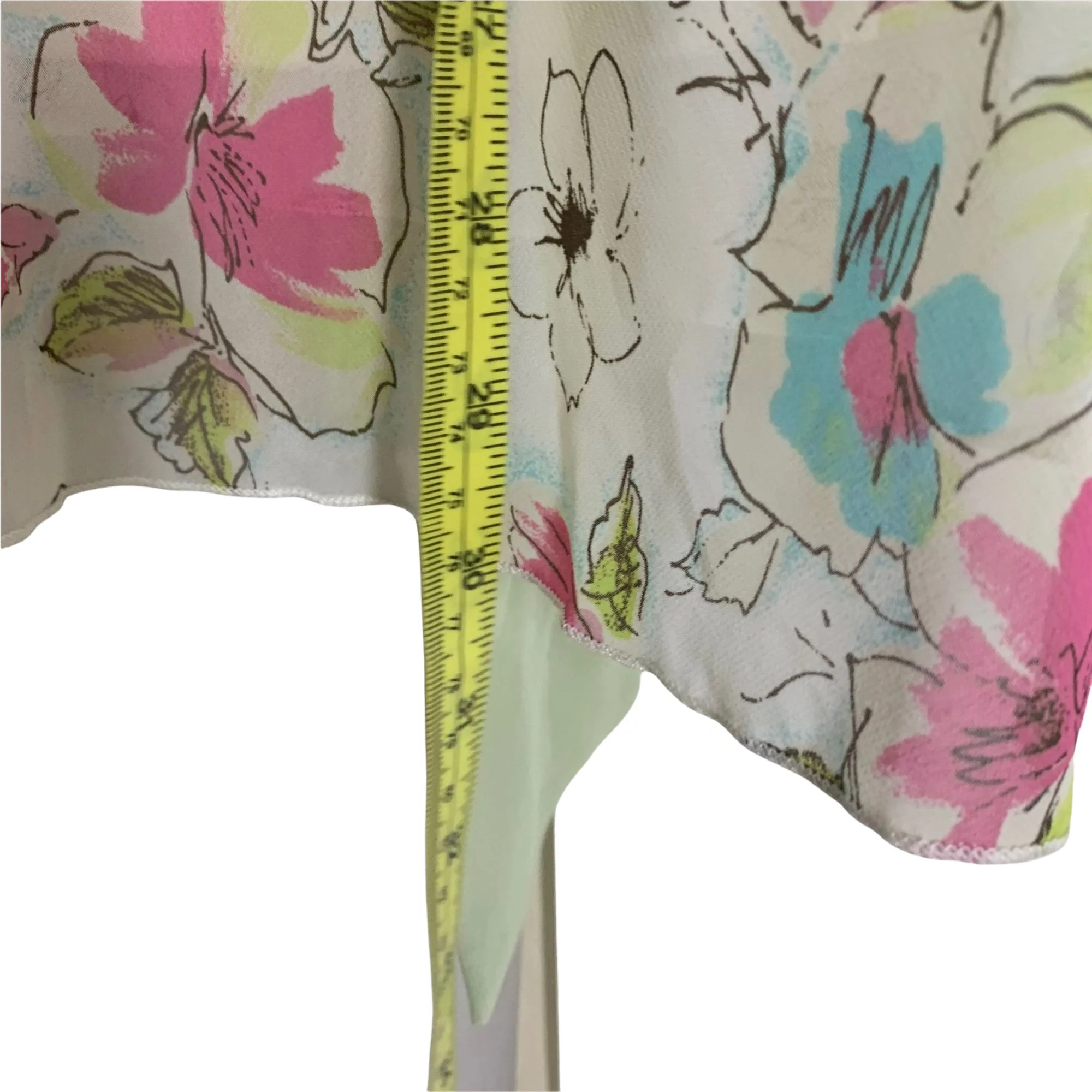 Vintage 90s Floral Spaghetti Strap Chiffon Slip Style Tunic Medium by Necessary Objects - Image 7