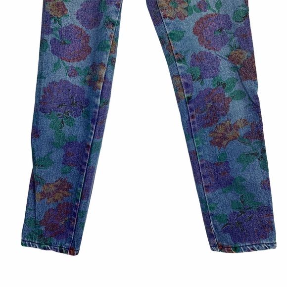 Vintage 90s Floral Tapered Waist Jeans Small by St Tropez - Image 4