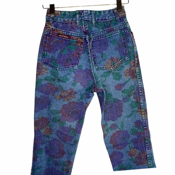 Vintage 90s Floral Tapered Waist Jeans Small by St Tropez - Image 5