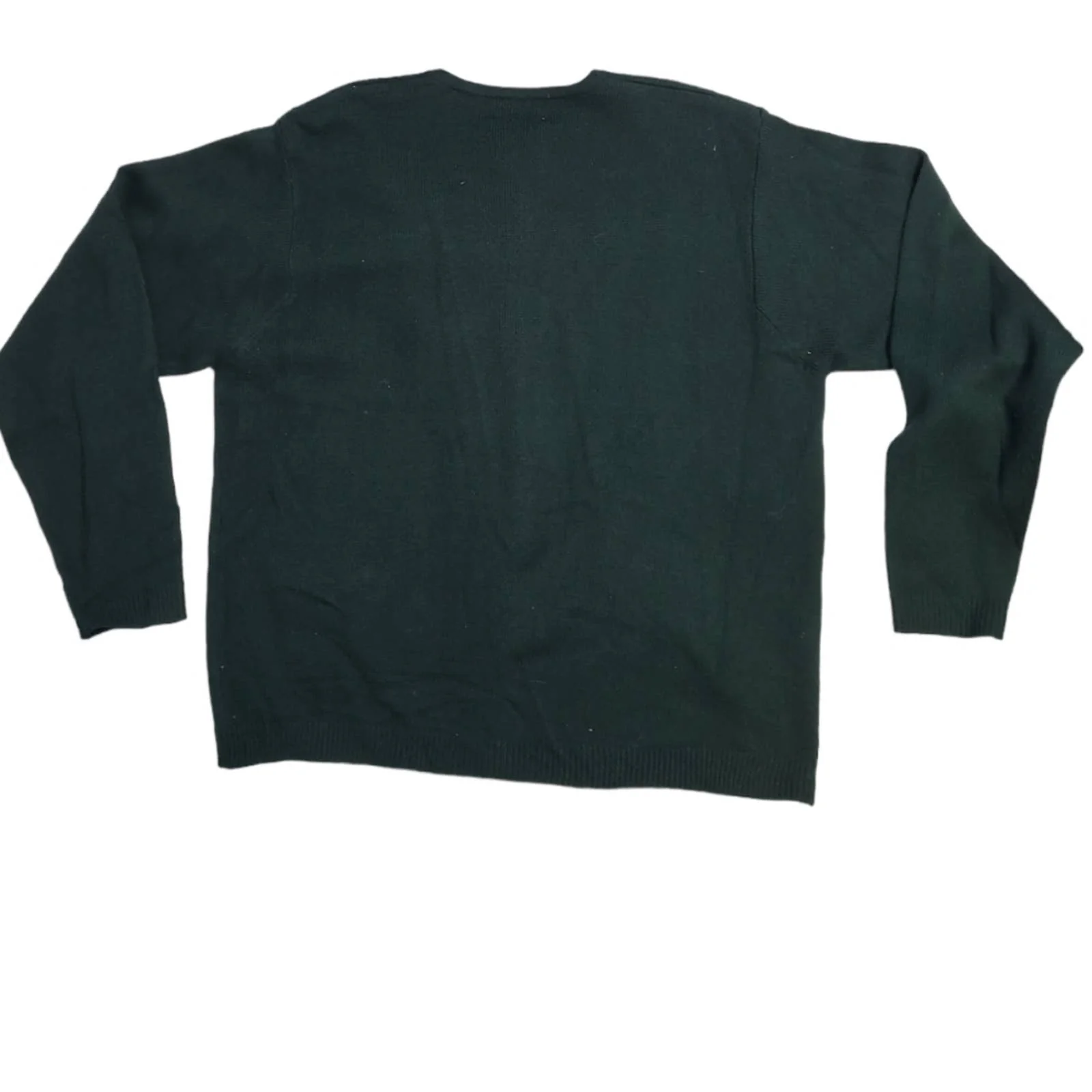 Vintage 90s Forest Green Cardigan Button Up Dark Academia Sweater L by Sag Harbor - Image 2