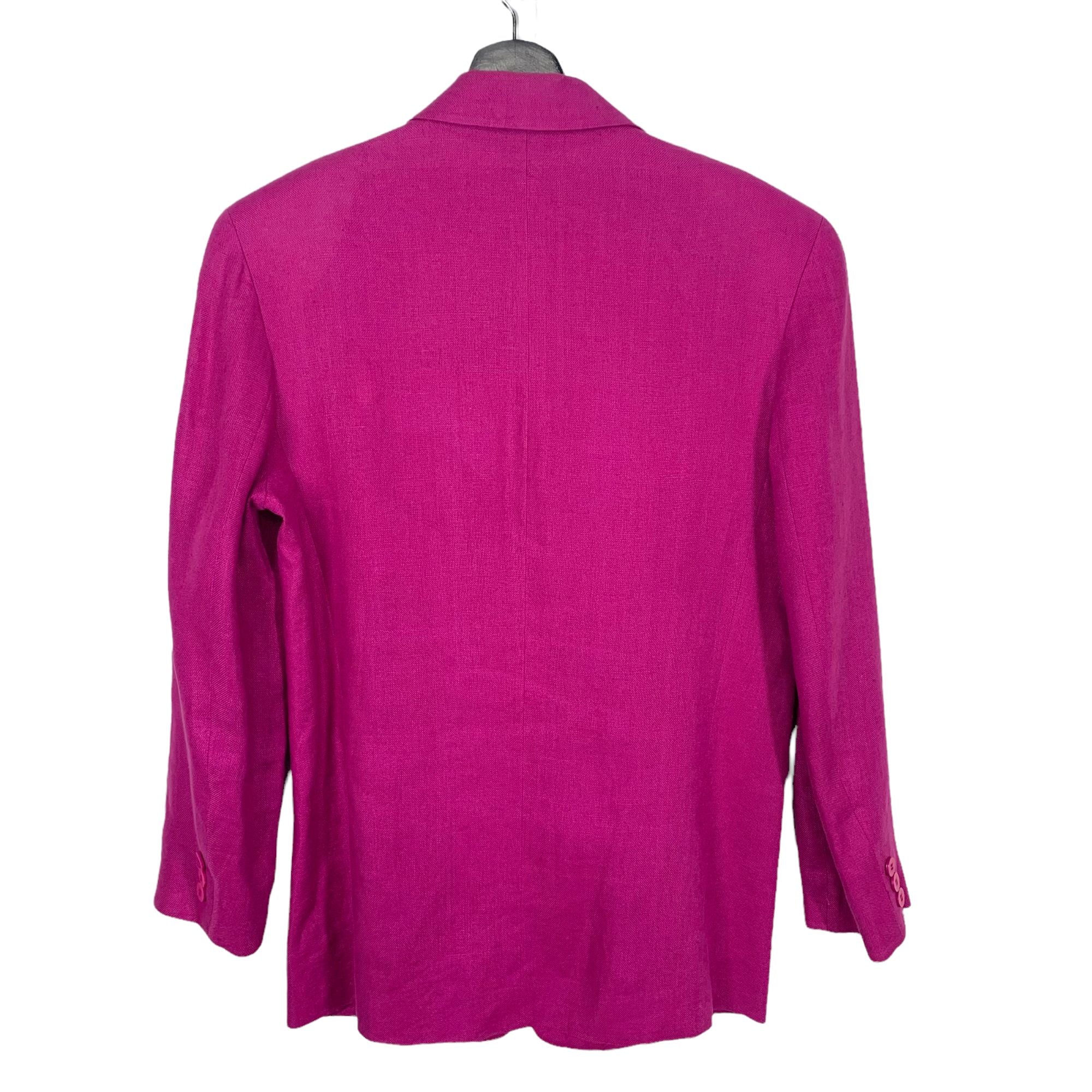 Vintage 90s Fuchsia Double Button Linen Blazer Small by Anne Klein - Image 2