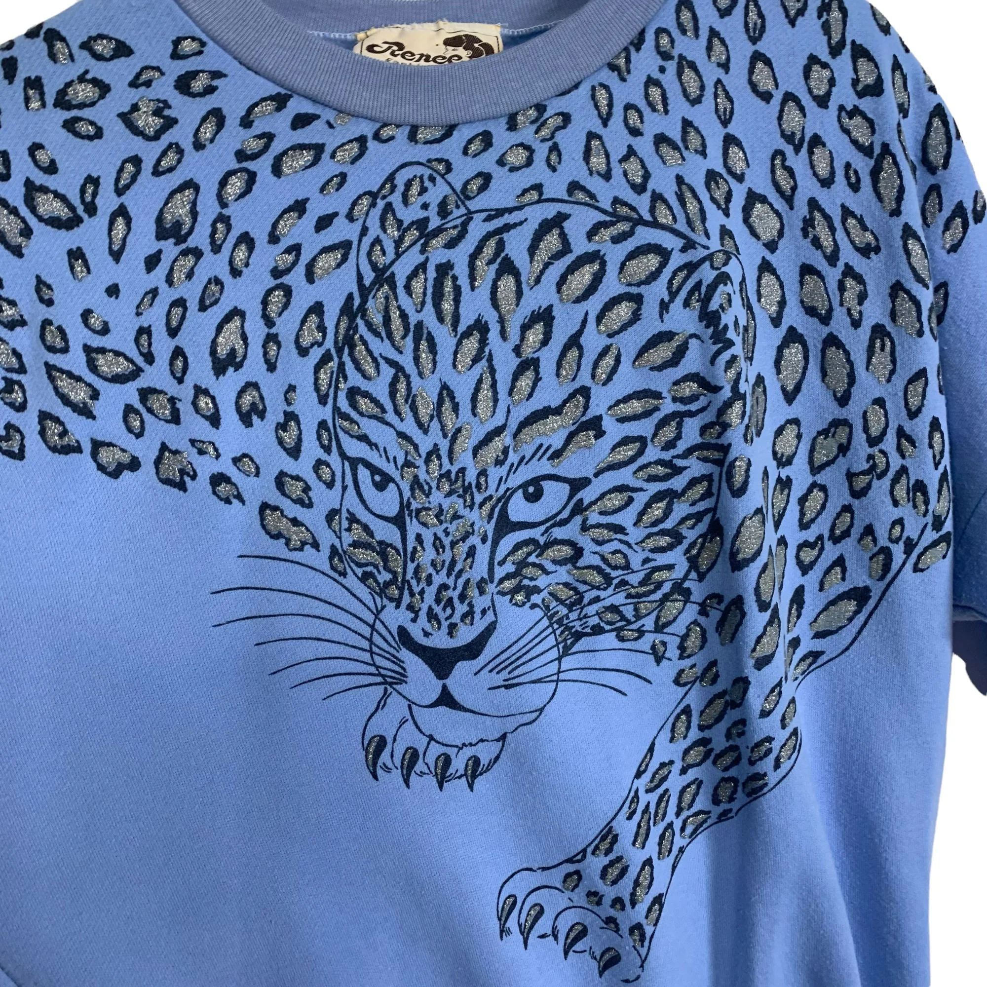 Vintage 90s Glitter Cheetah Graphic Sweatshirt by Renee - Image 2