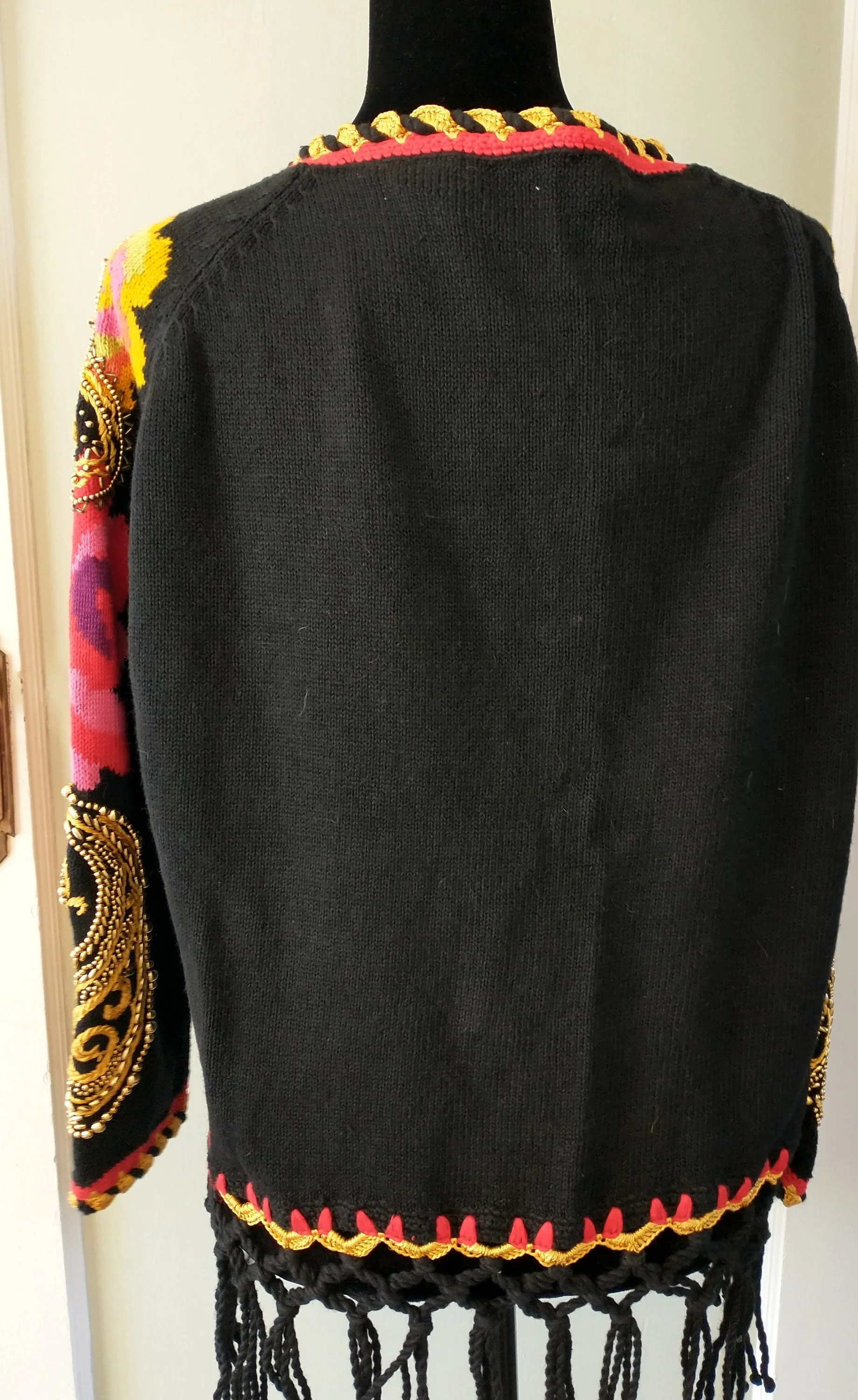 Vintage 90s Glizty Gold Beaded Embroidered Embellished Bling Sweater Women's Large To Extra Large by Micheal Simon - Image 5