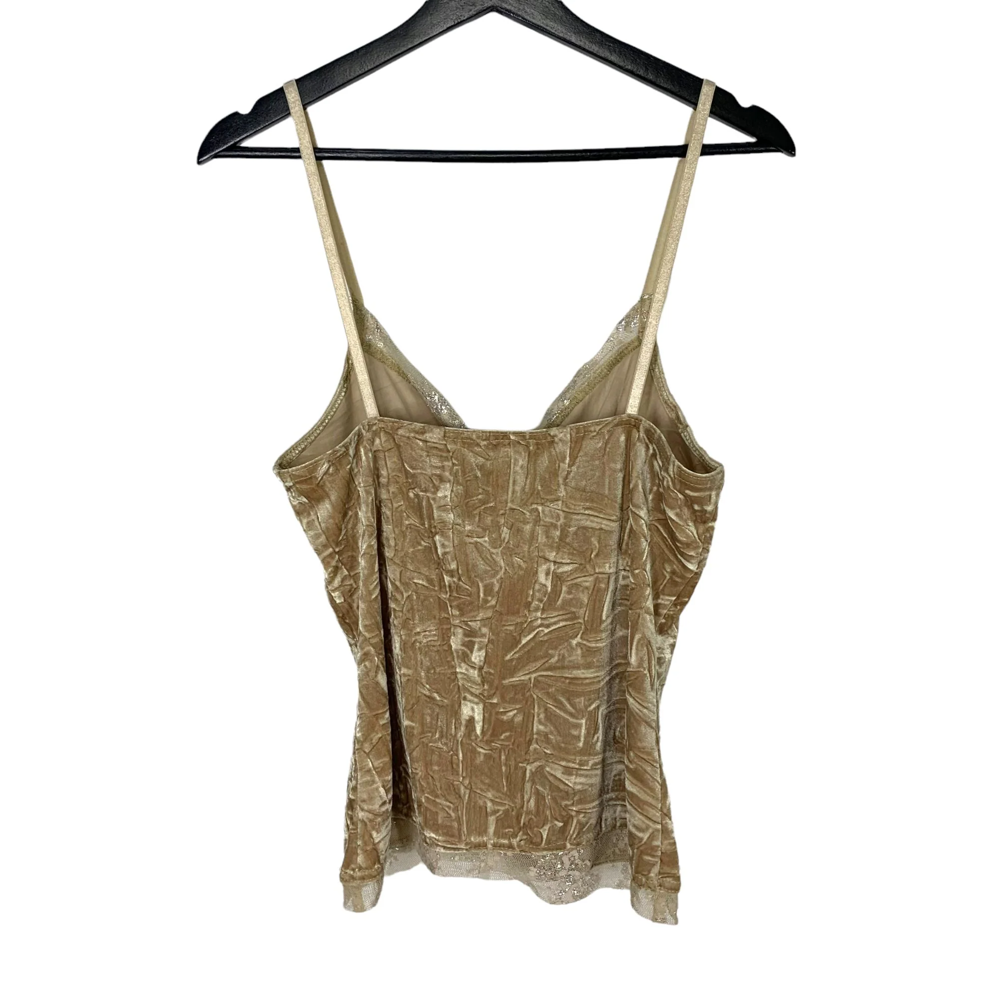 Vintage 90s Gold Crush Velvet Surplice Sleeveless Top Large by Byewear - Image 2