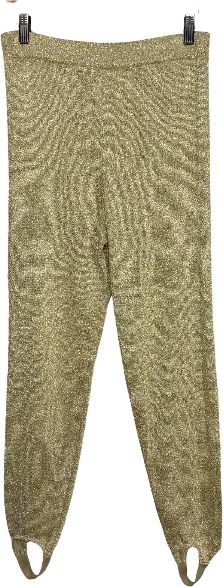 Vintage 90s Gold Metallic Ramie Blend Pull On Stirrup Pants by Suzelle