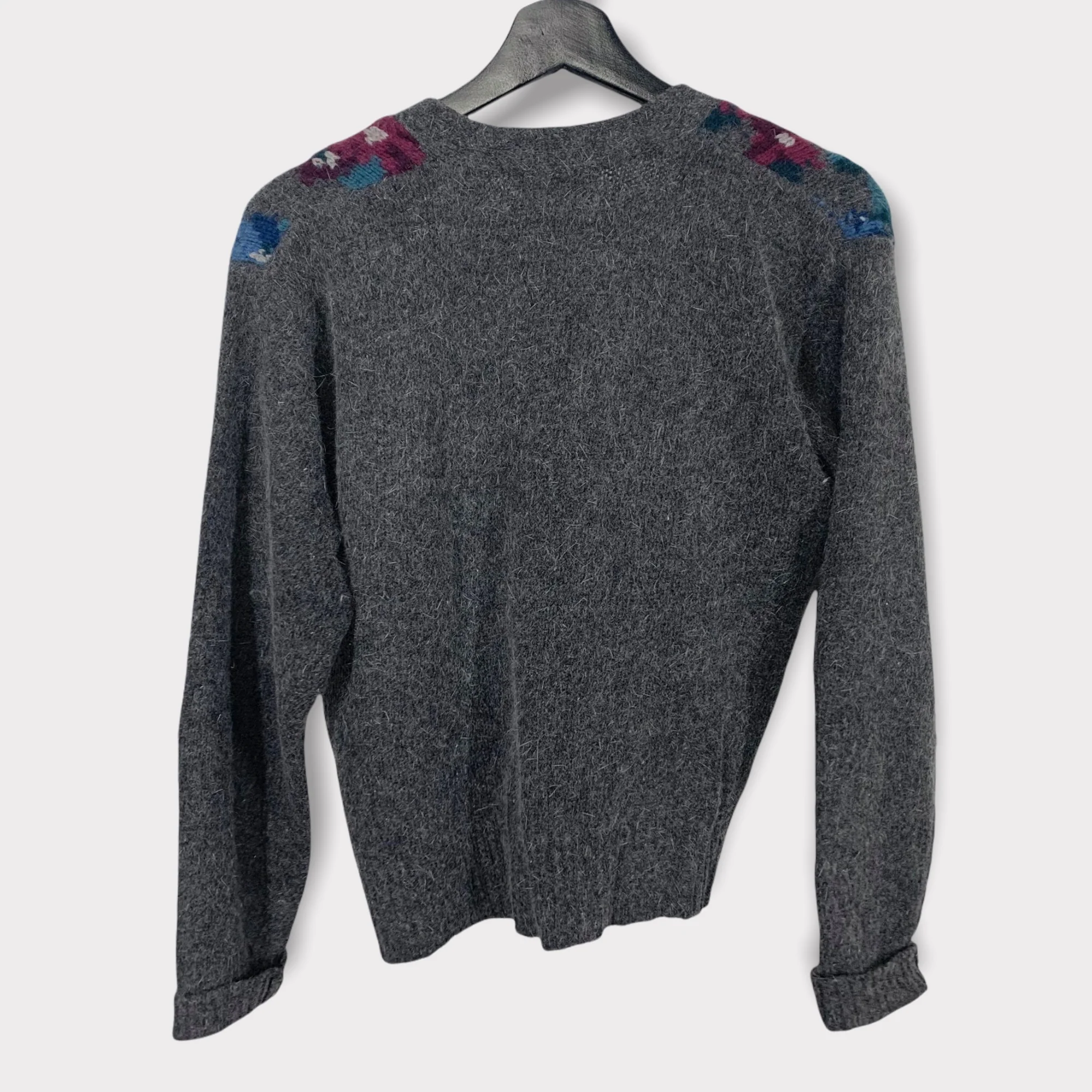 Vintage 90s Gray Angora Lambswool Blend Button Up Cardigan Medium by JH Collectibles - Image 2