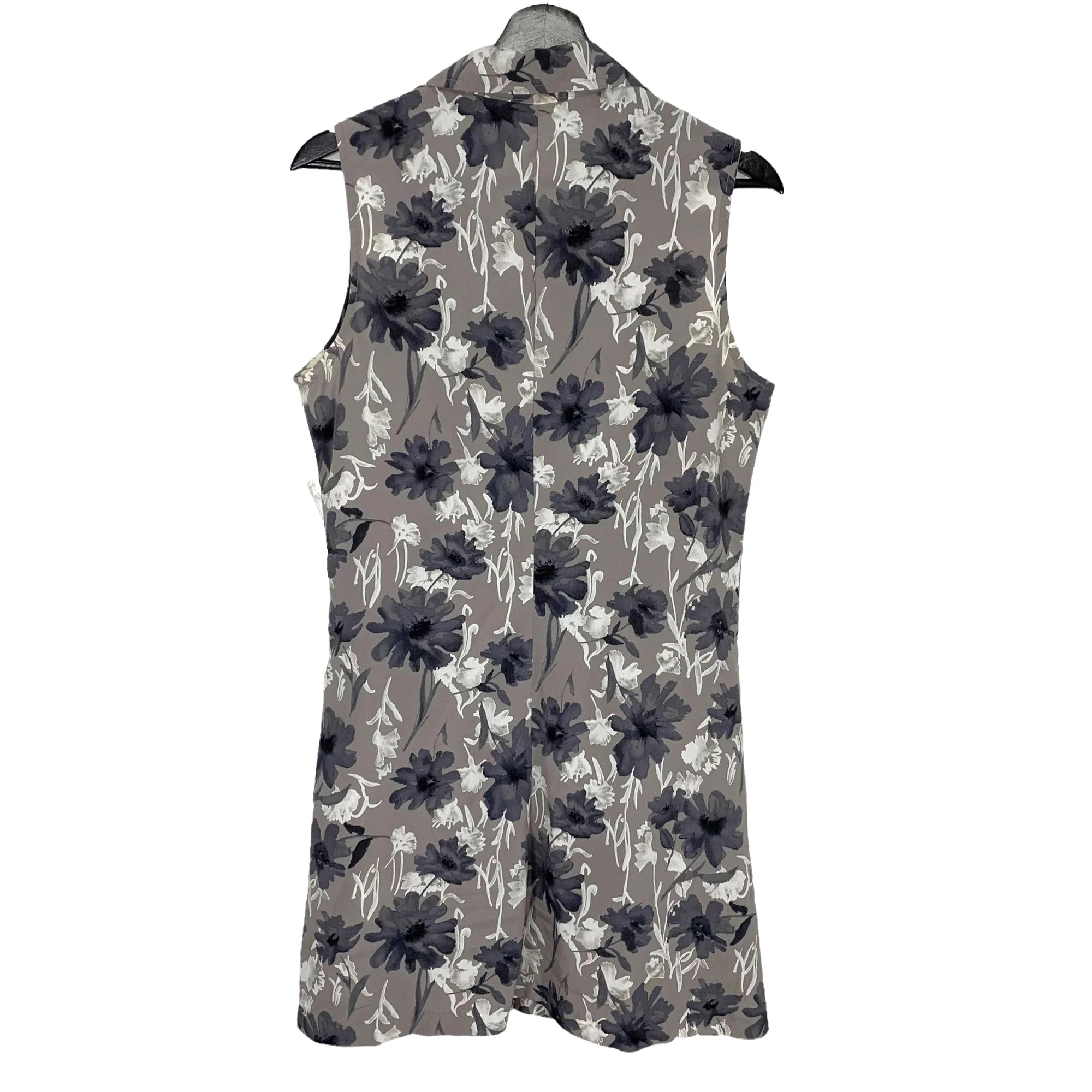 Vintage 90s Gray Floral Sleeveless Button Up Collared Mini Dress by My Michelle - Image 2