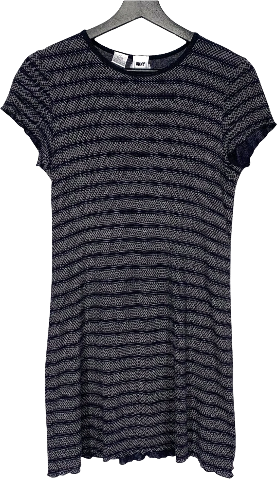 Vintage 90s Gray Stripe Babydoll Micro Mini Dress by Dkny