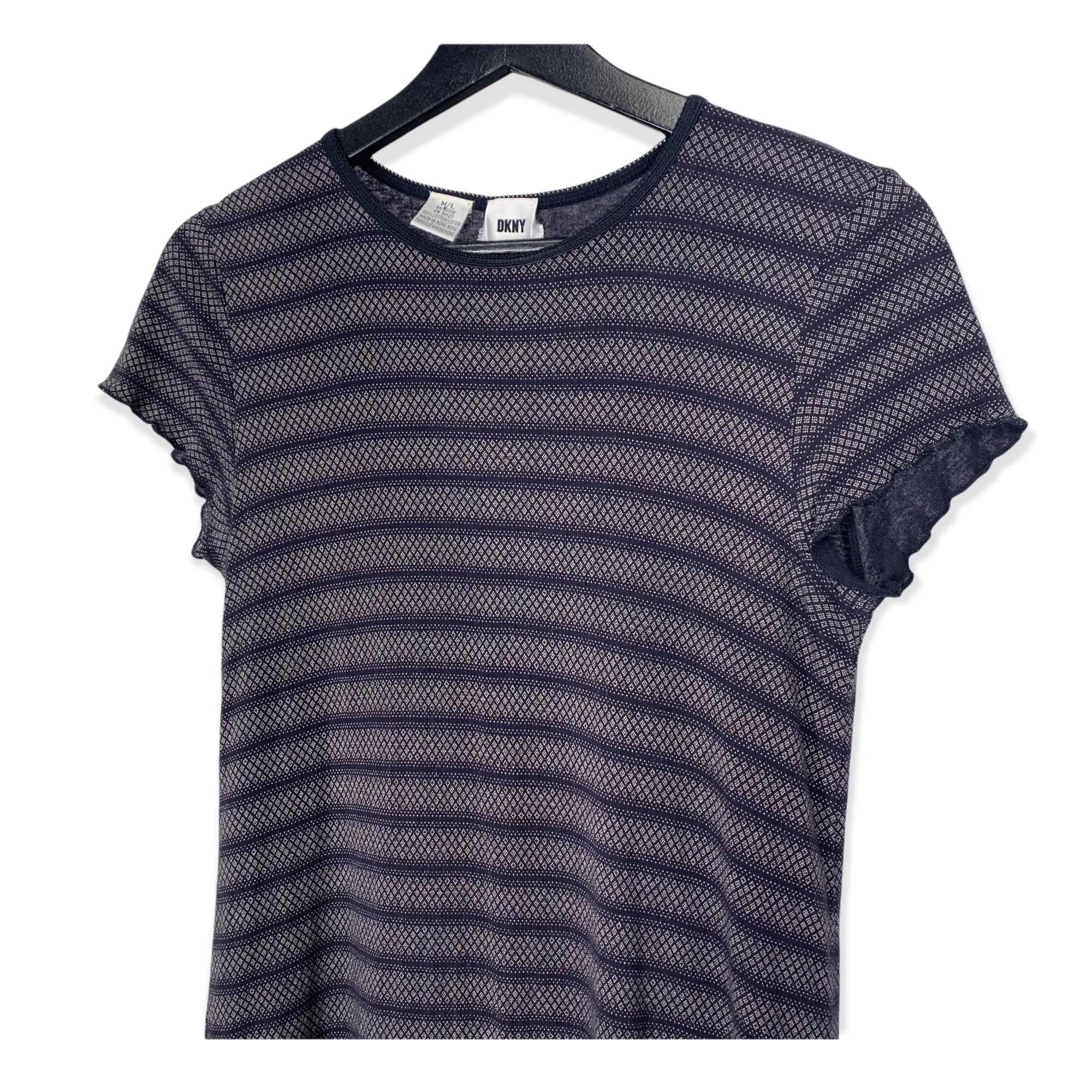 Vintage 90s Gray Stripe Babydoll Micro Mini Dress by Dkny - Image 3