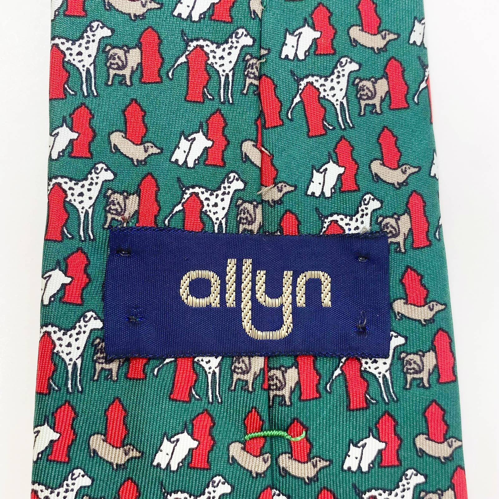 Vintage 90s Green 100% Silk "the Pause That Refreshes" Dog Tie by Allyn - Image 2