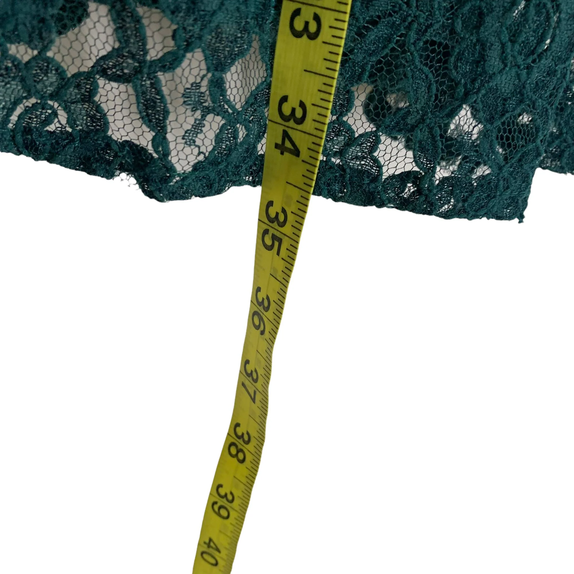 Vintage 90s Green Lace Long Sleeve Lace Up Back Mini Dress by My Michelle - Image 8