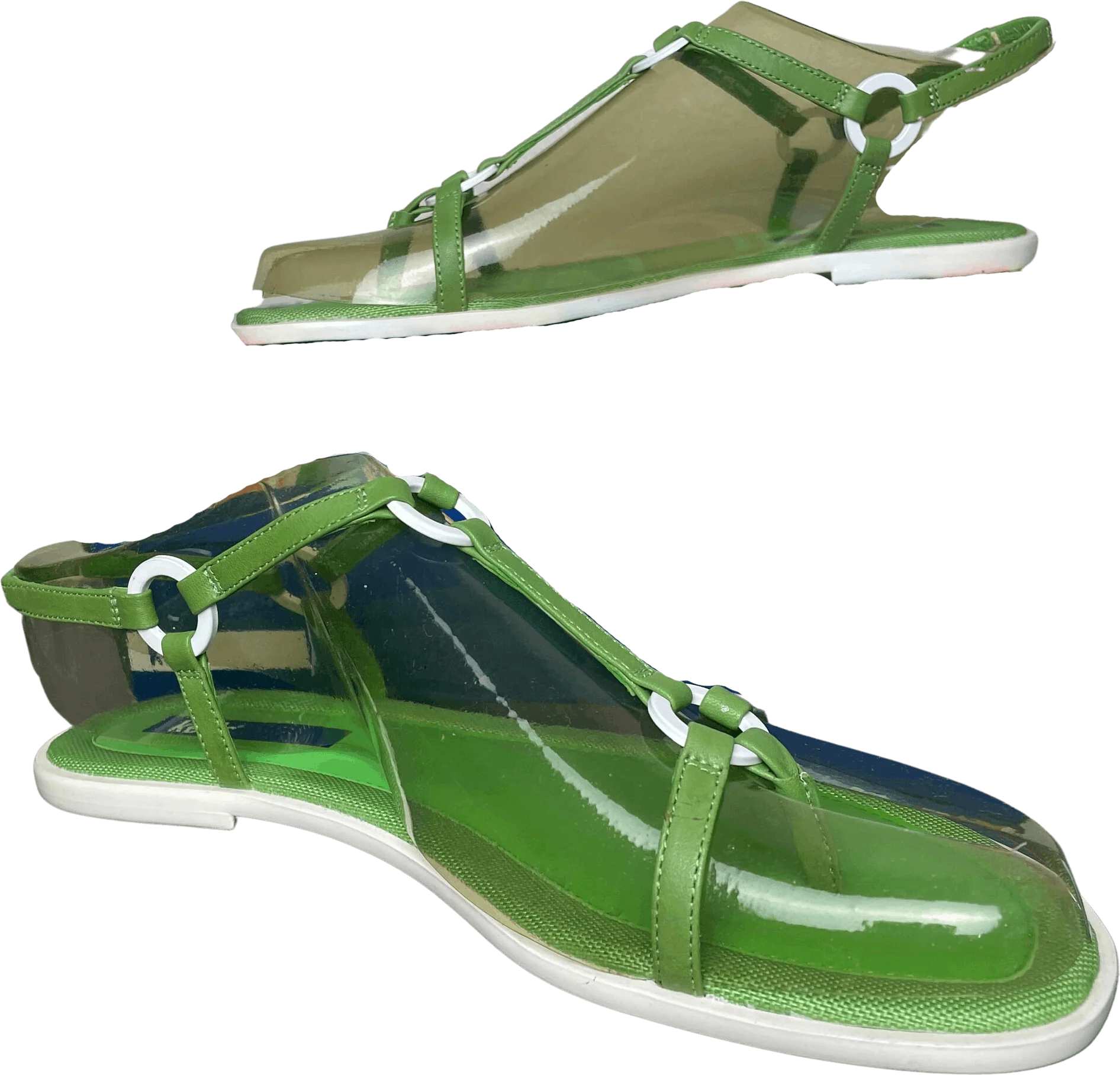 Vintage 90s Green Leather Strappy Sandals Size 8 Nib by Keds