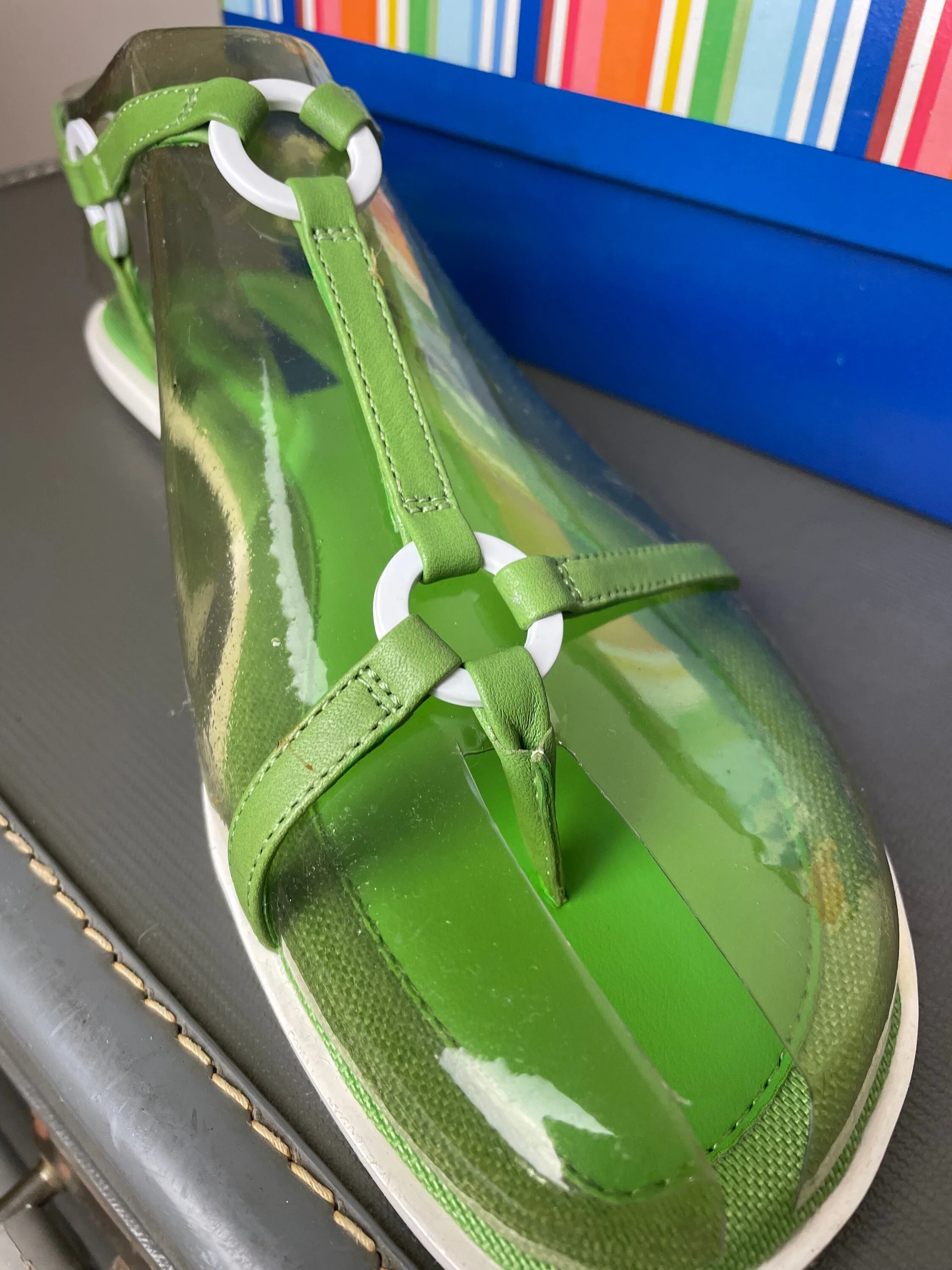 Vintage 90s Green Leather Strappy Sandals Size 8 Nib by Keds - Image 3