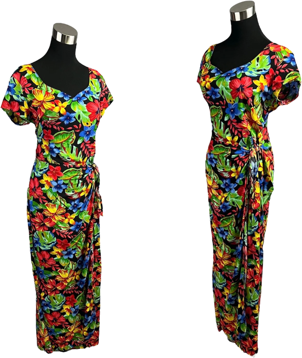 Vintage 90s Hawaiian Hibiscus Floral Sarong Dress by Kala - Image 2