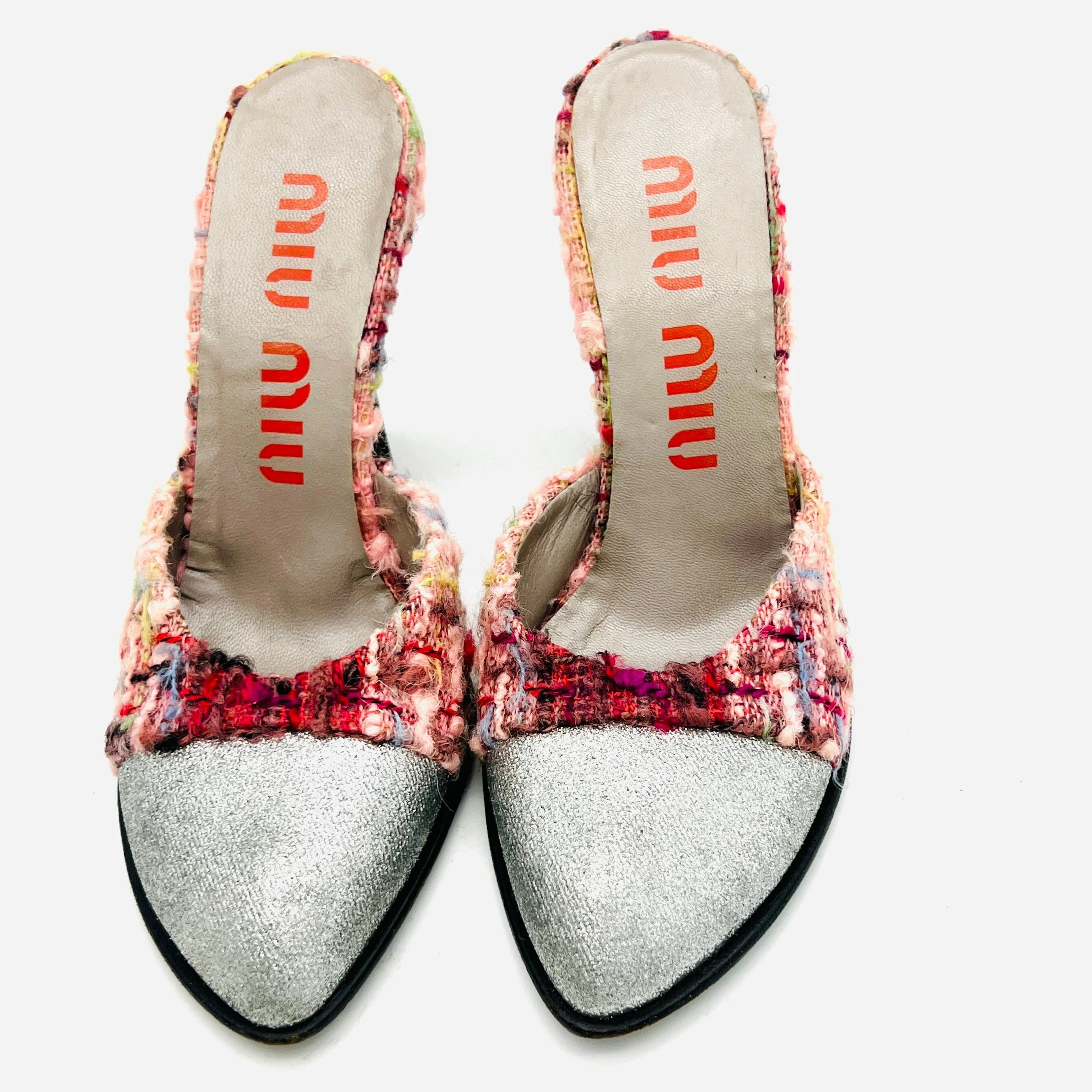 Vintage 90s Heels 90s Glitter Tweed Mules Vintage Designer Size 35 Pumps 90s Luxury Miu Miu Shoes by Miu Miu Designer - Image 5