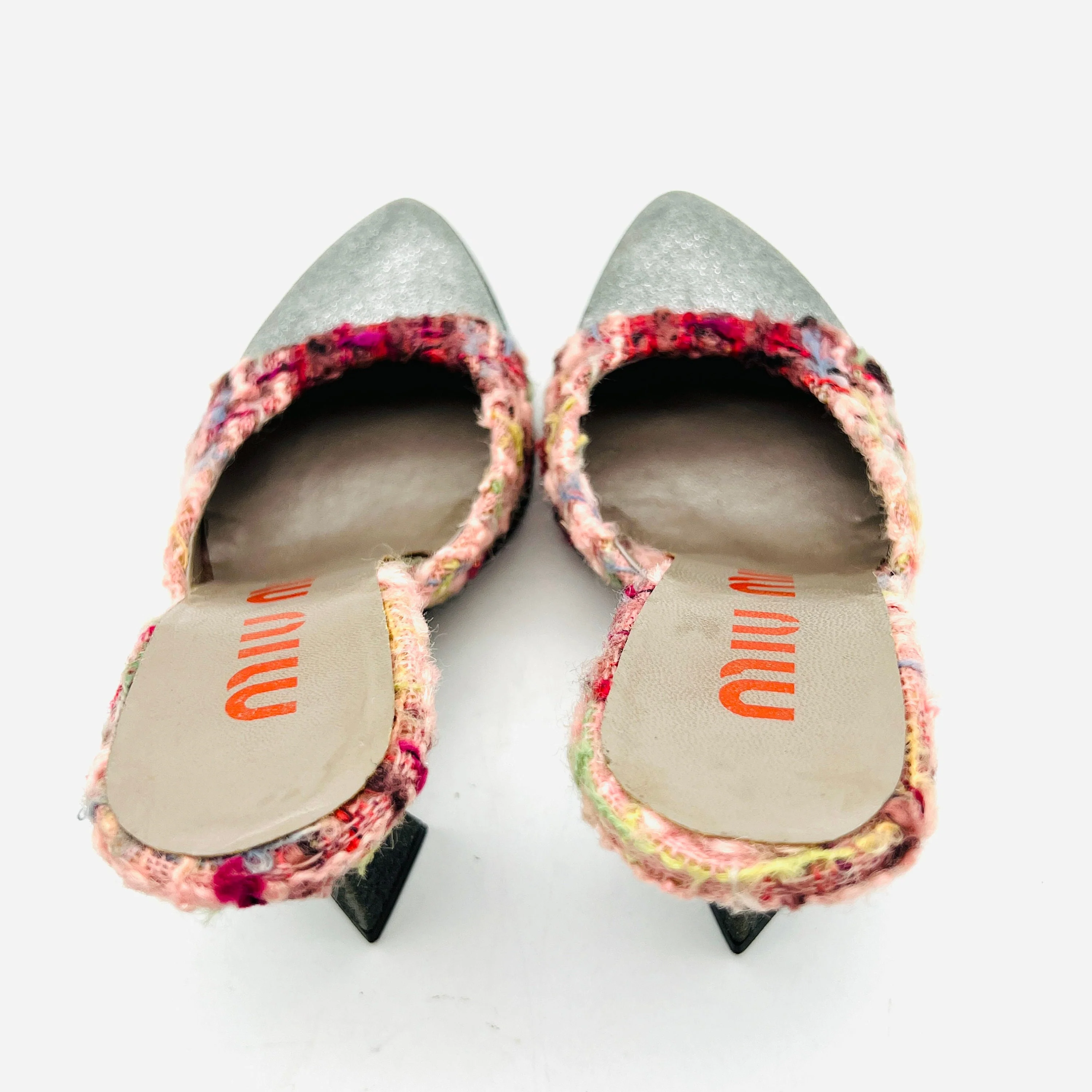 Vintage 90s Heels 90s Glitter Tweed Mules Vintage Designer Size 35 Pumps 90s Luxury Miu Miu Shoes by Miu Miu Designer - Image 7