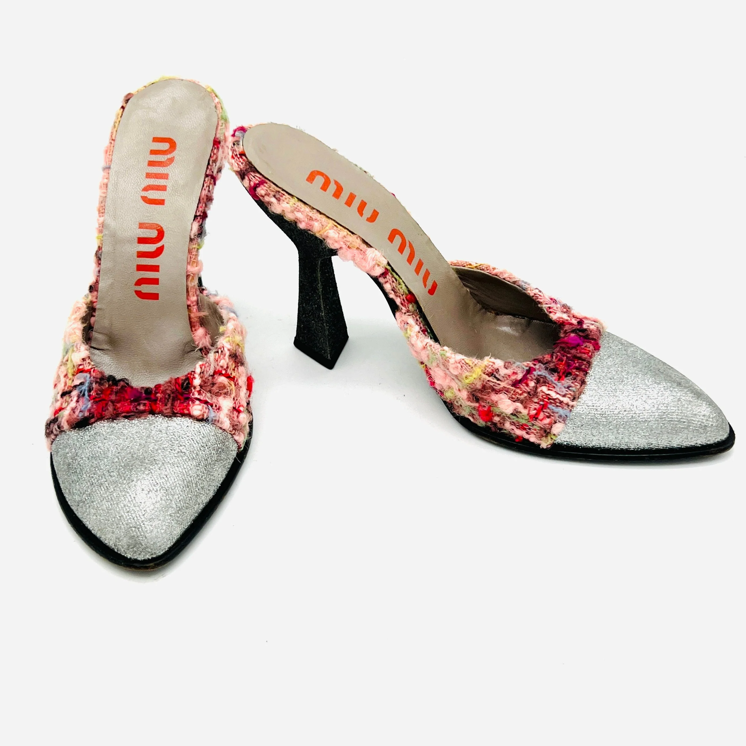 Vintage 90s Heels 90s Glitter Tweed Mules Vintage Designer Size 35 Pumps 90s Luxury Miu Miu Shoes by Miu Miu Designer - Image 8