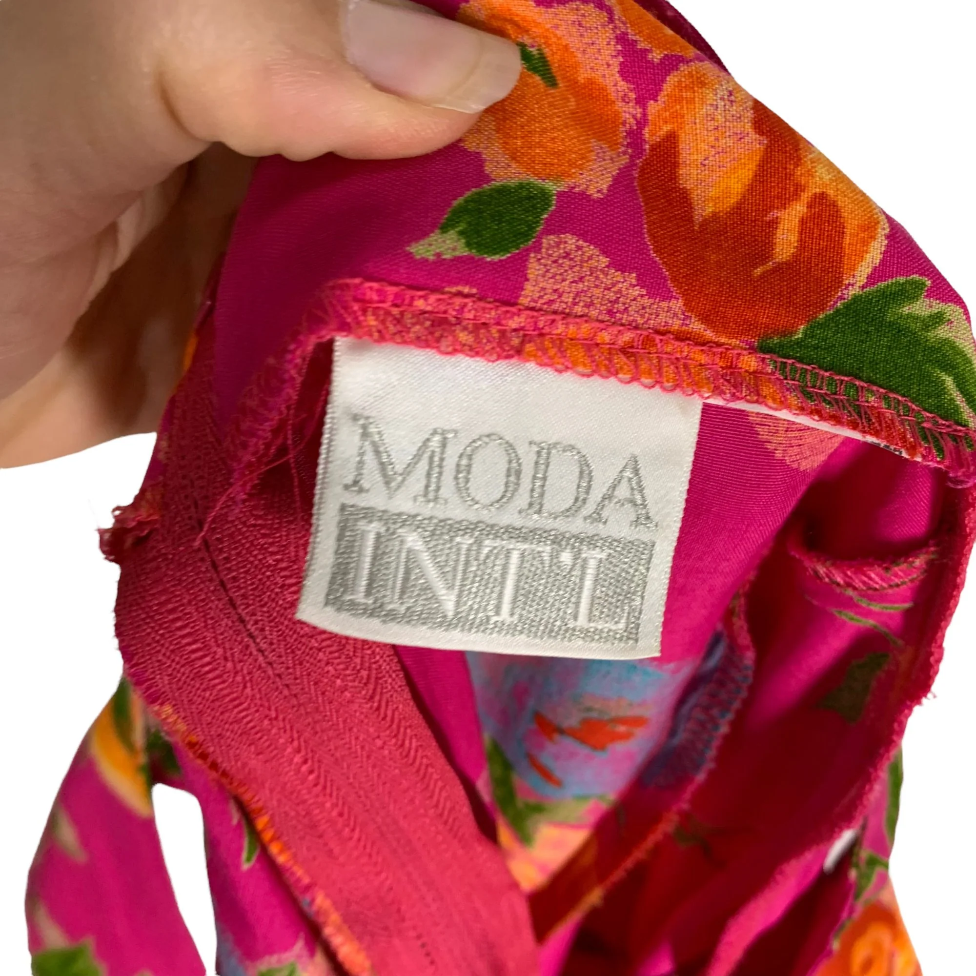 Vintage 90s Hot Pink Floral Sleeveless Mini Dress by Moda International - Image 3