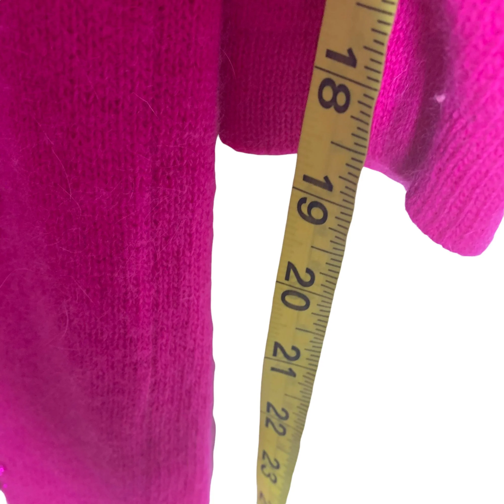 Vintage 90s Hot Pink Long Lambswool Angora Blend Beaded Sweater Small by Carducci - Image 5