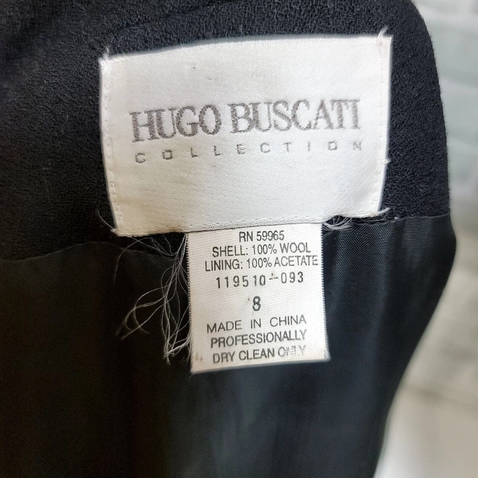 90s Black Wool Long Line Blazer Jacket Career Casual By Hugo Buscati - Image 9