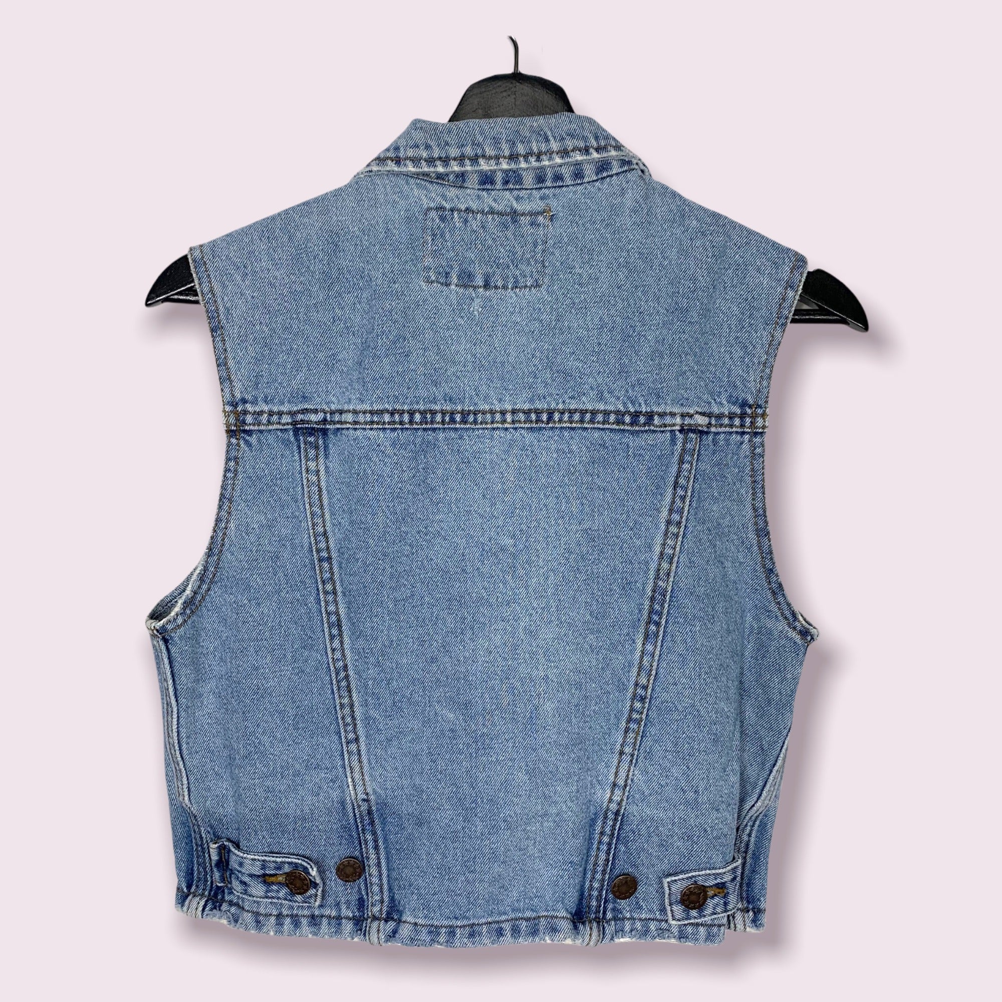 Vintage 90s Jean Denim Blue Sleeveless Button Up Vest *medium by California Tag - Image 2