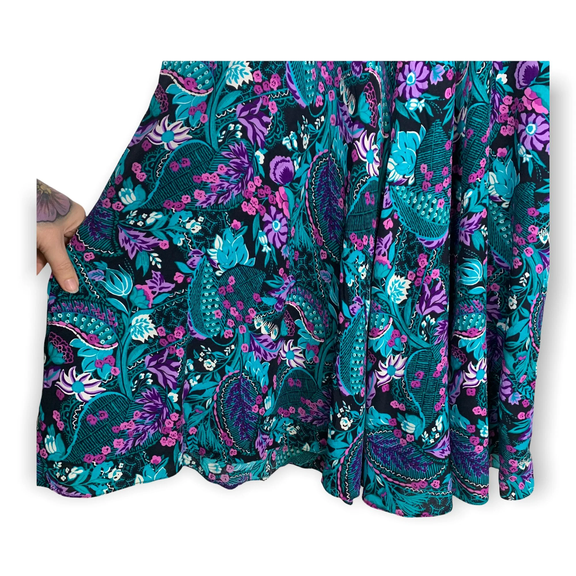 Vintage 90s Jewel Tone Floral Dress Small by Ed Michaels - Image 4