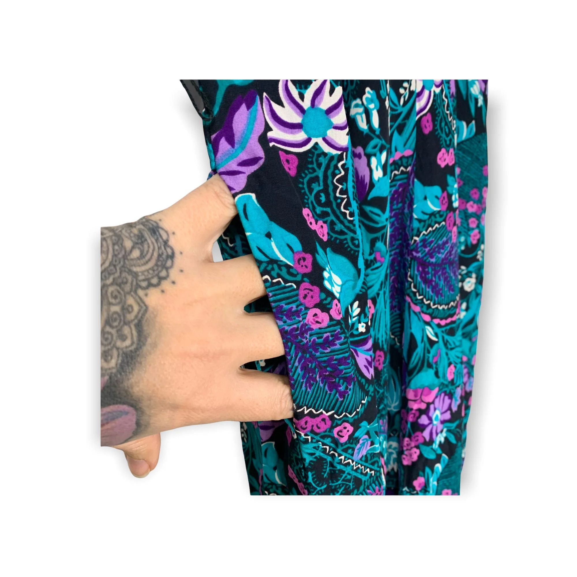 Vintage 90s Jewel Tone Floral Dress Small by Ed Michaels - Image 9