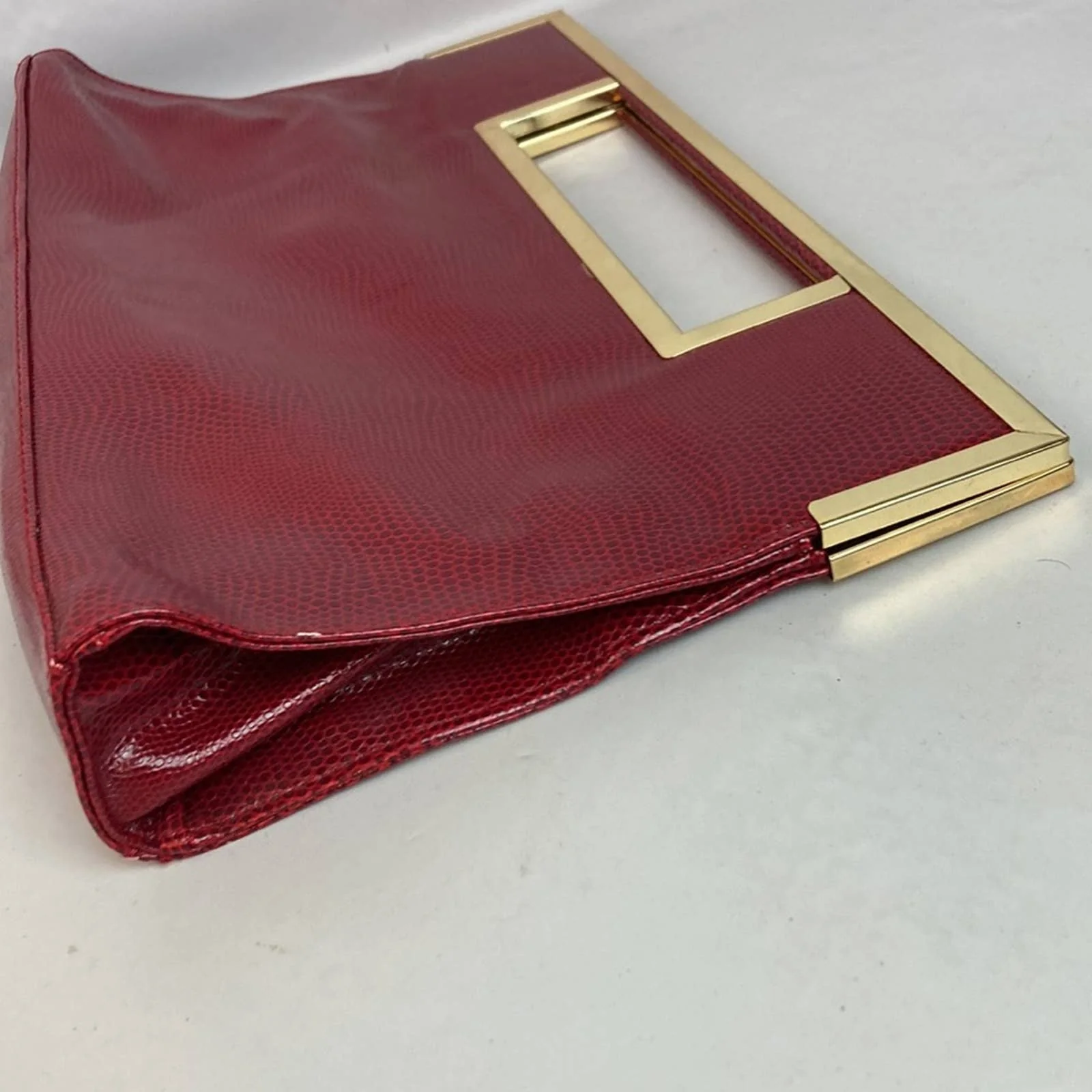 Vintage 90s Joan Rivers Vegan Pebbled Leather Handbag Clutch by Joan Rivers - Image 5