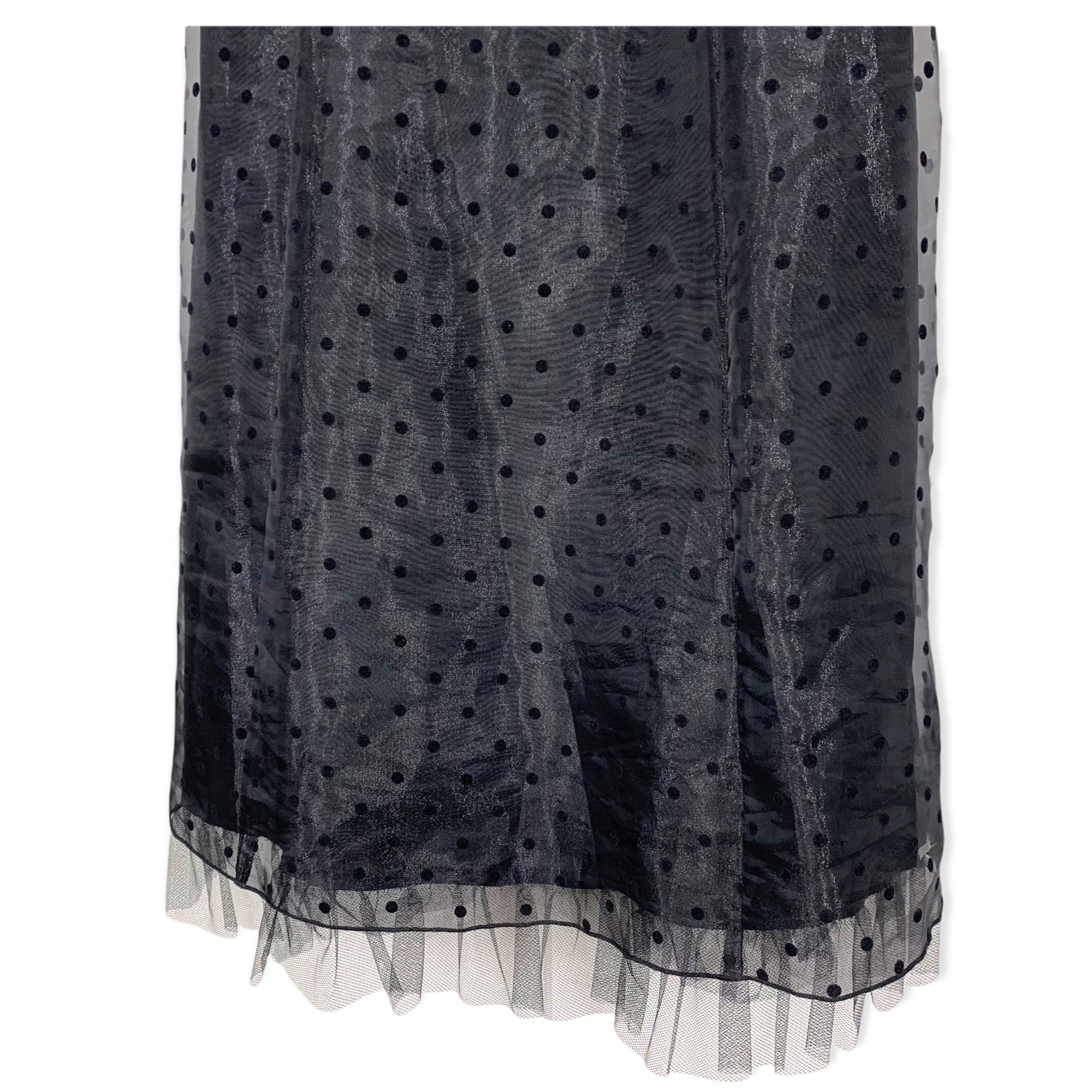 Vintage 90s Jump Velvet Organza Swiss Dot Midi Full Dress Large by Jump - Image 4