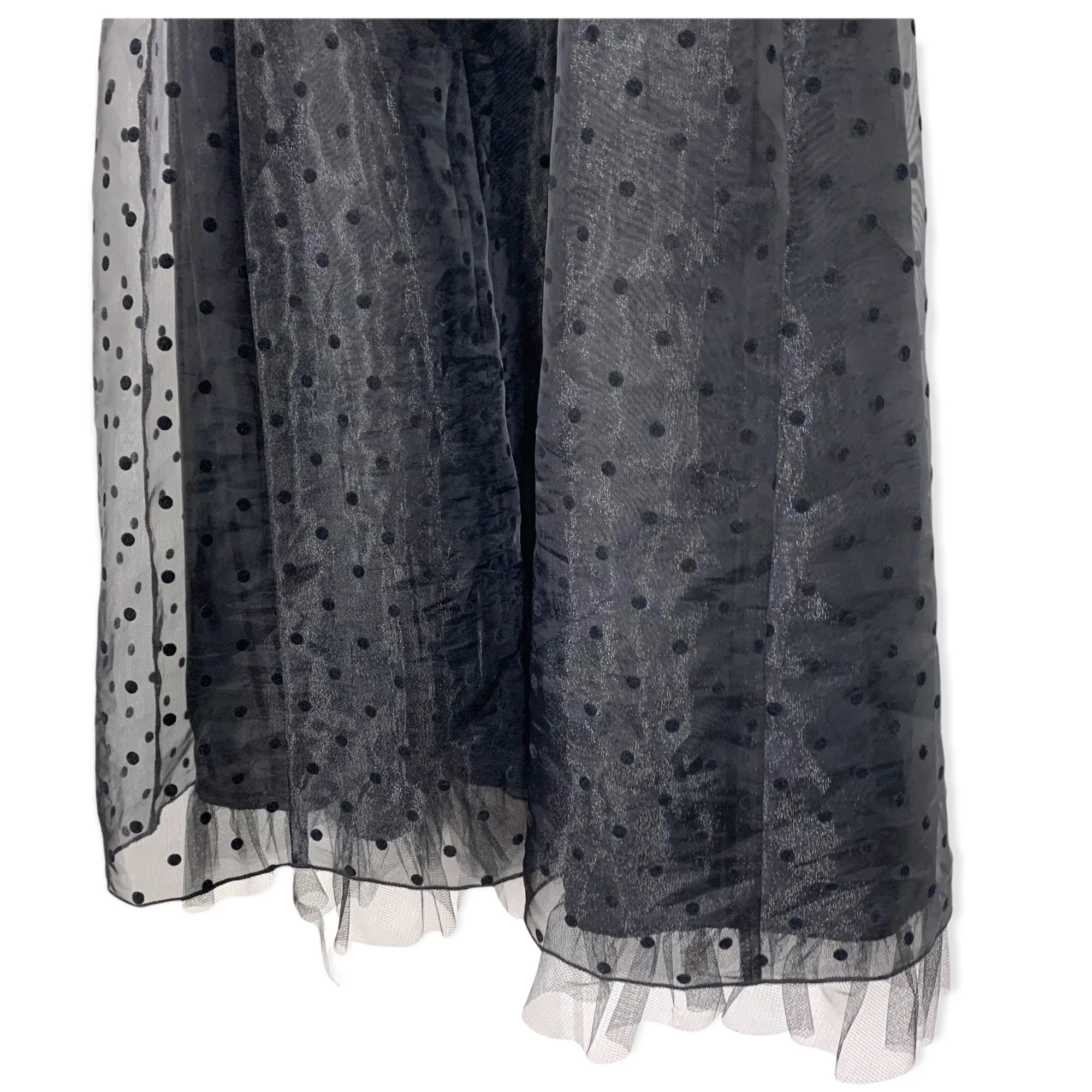 Vintage 90s Jump Velvet Organza Swiss Dot Midi Full Dress Large by Jump - Image 9