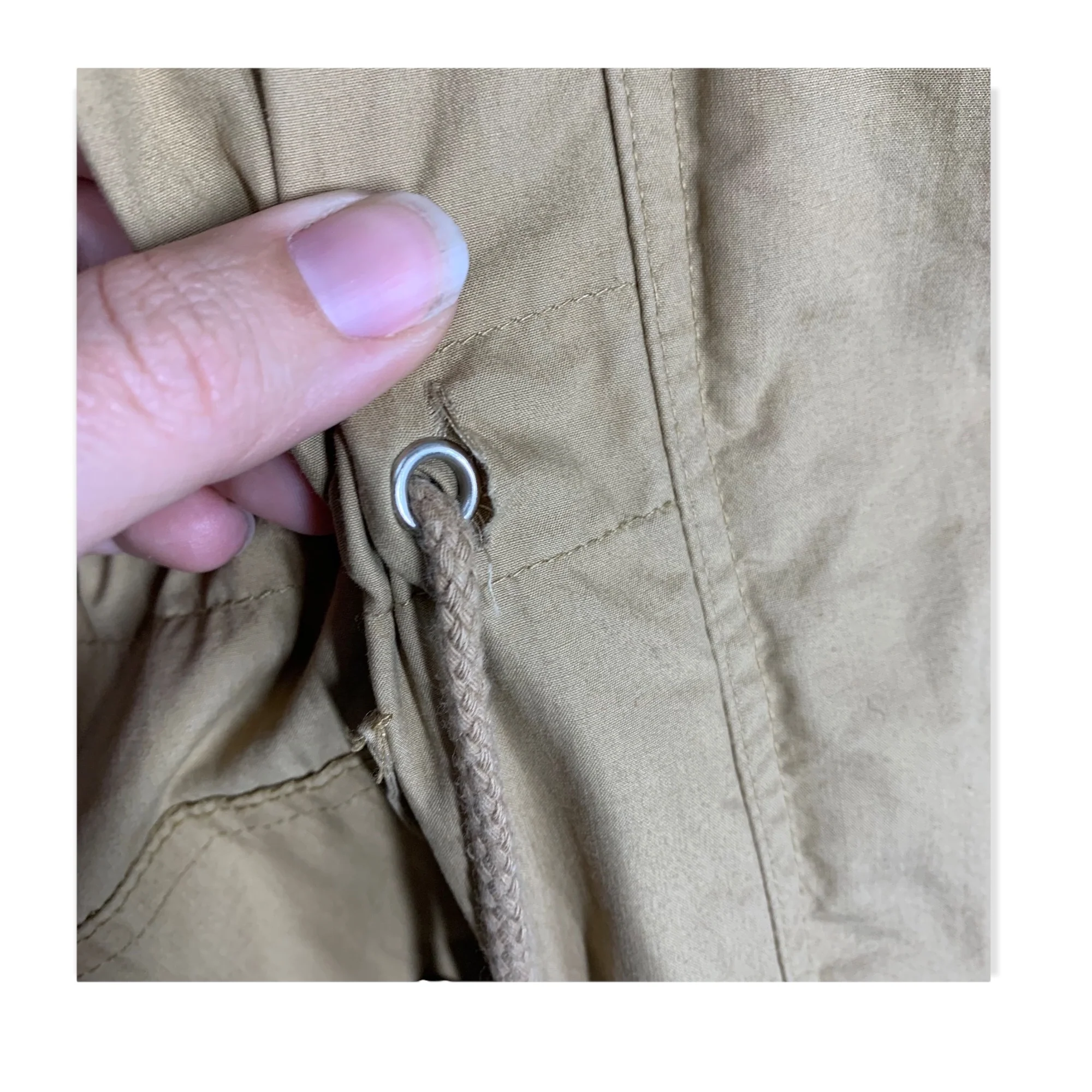 Vintage 90s Khaki Drawstring Waist Lined Jacket Large - Image 11