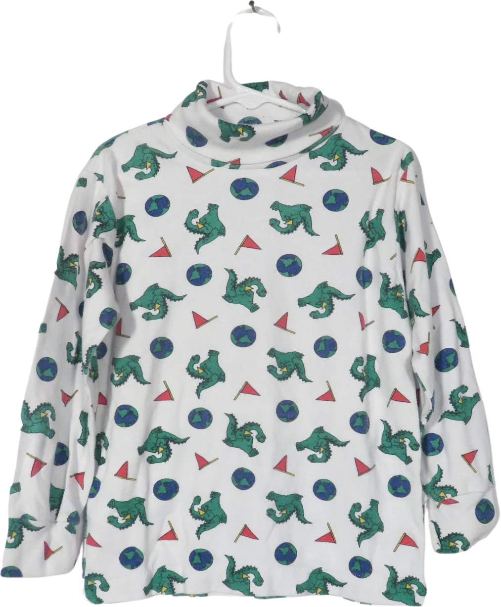 Vintage 90s Kids Dinosaur Print Turtleneck Size 4/5 by  Eagles Eye