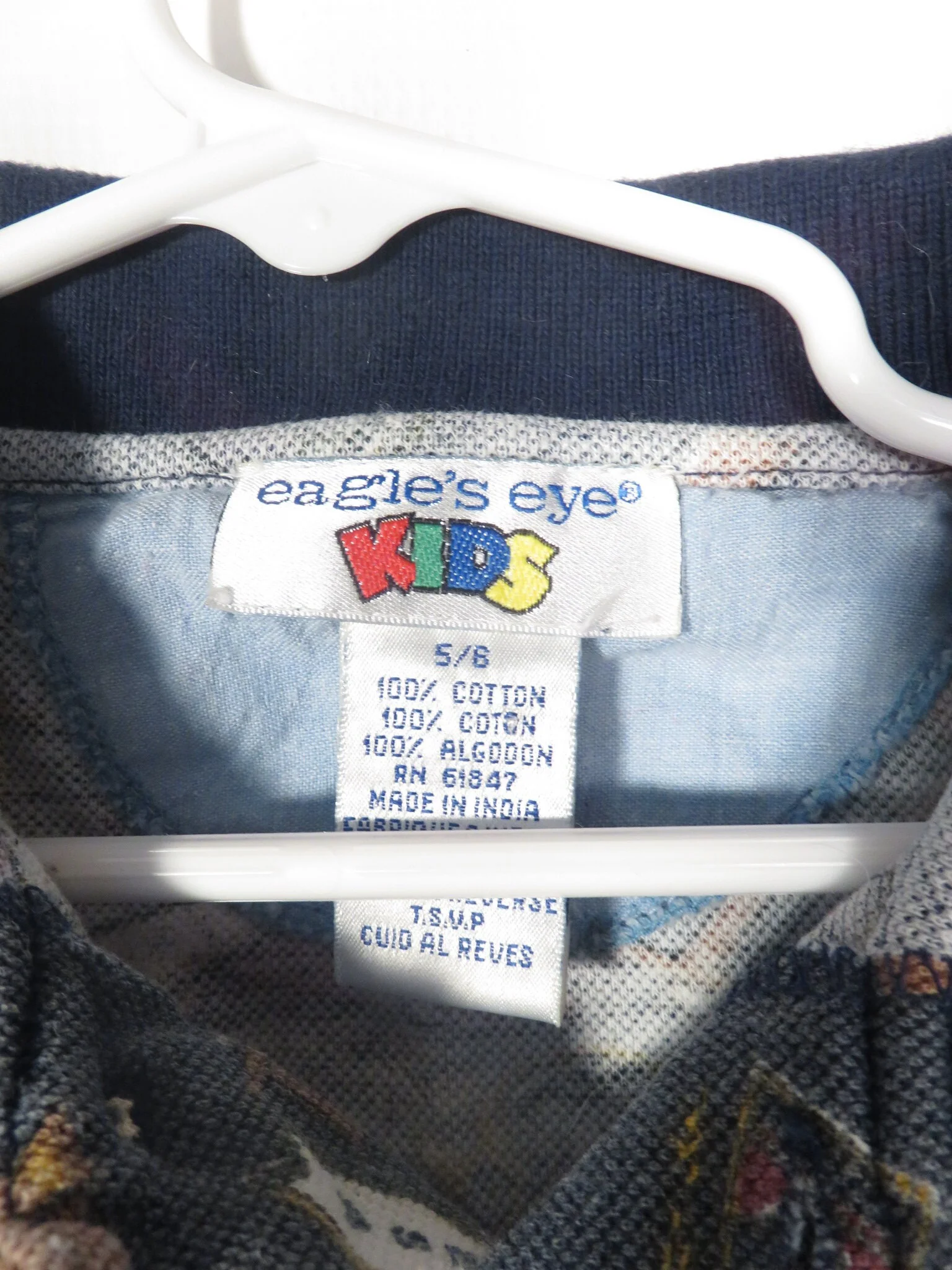 Vintage 90s Kids Varsity Prep Print Long Sleeve All Cotton Polo Size 5/6 by Eagles Eye - Image 3