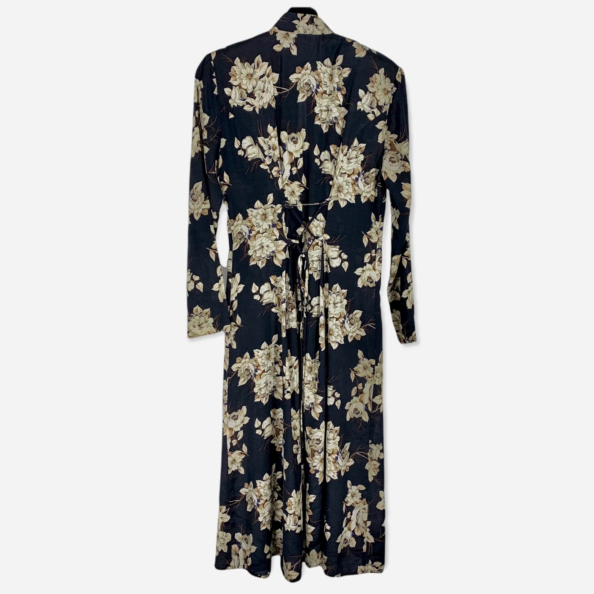 Vintage 90s Lace Up Back Button Up Full Length Dress - Image 2