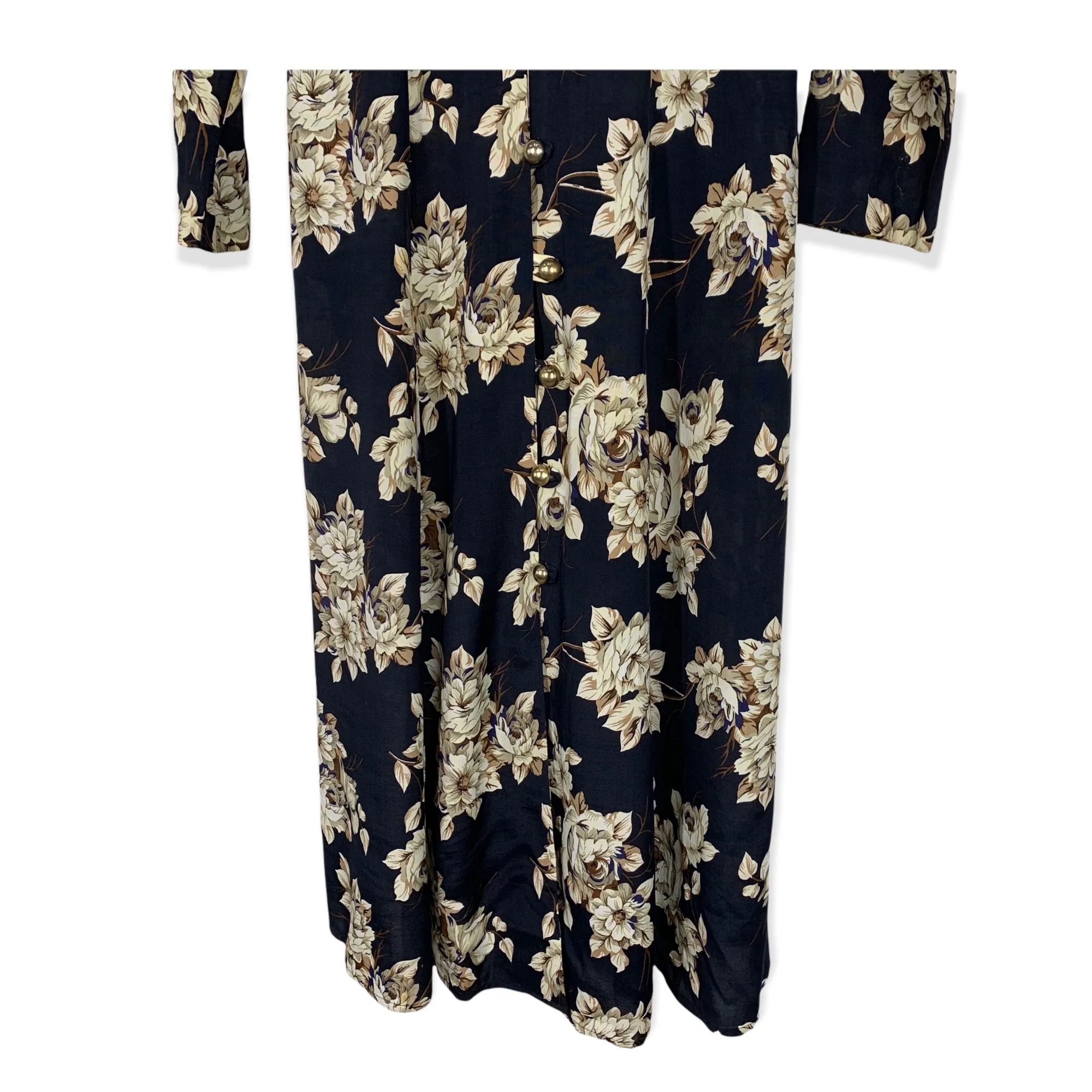 Vintage 90s Lace Up Back Button Up Full Length Dress - Image 4