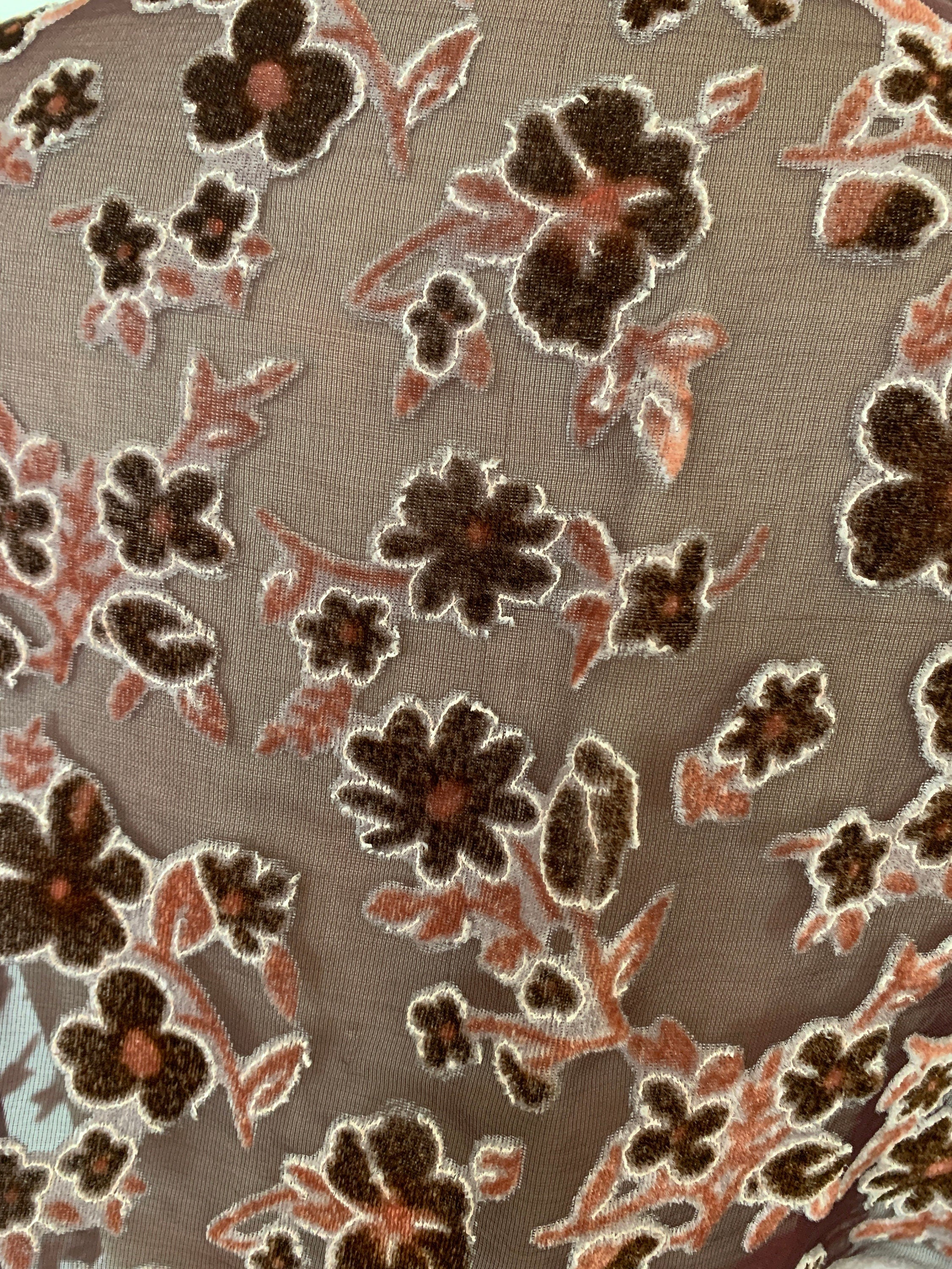 Vintage 90s Large Floral Velvet Burnout Scarf Wrap - Image 6