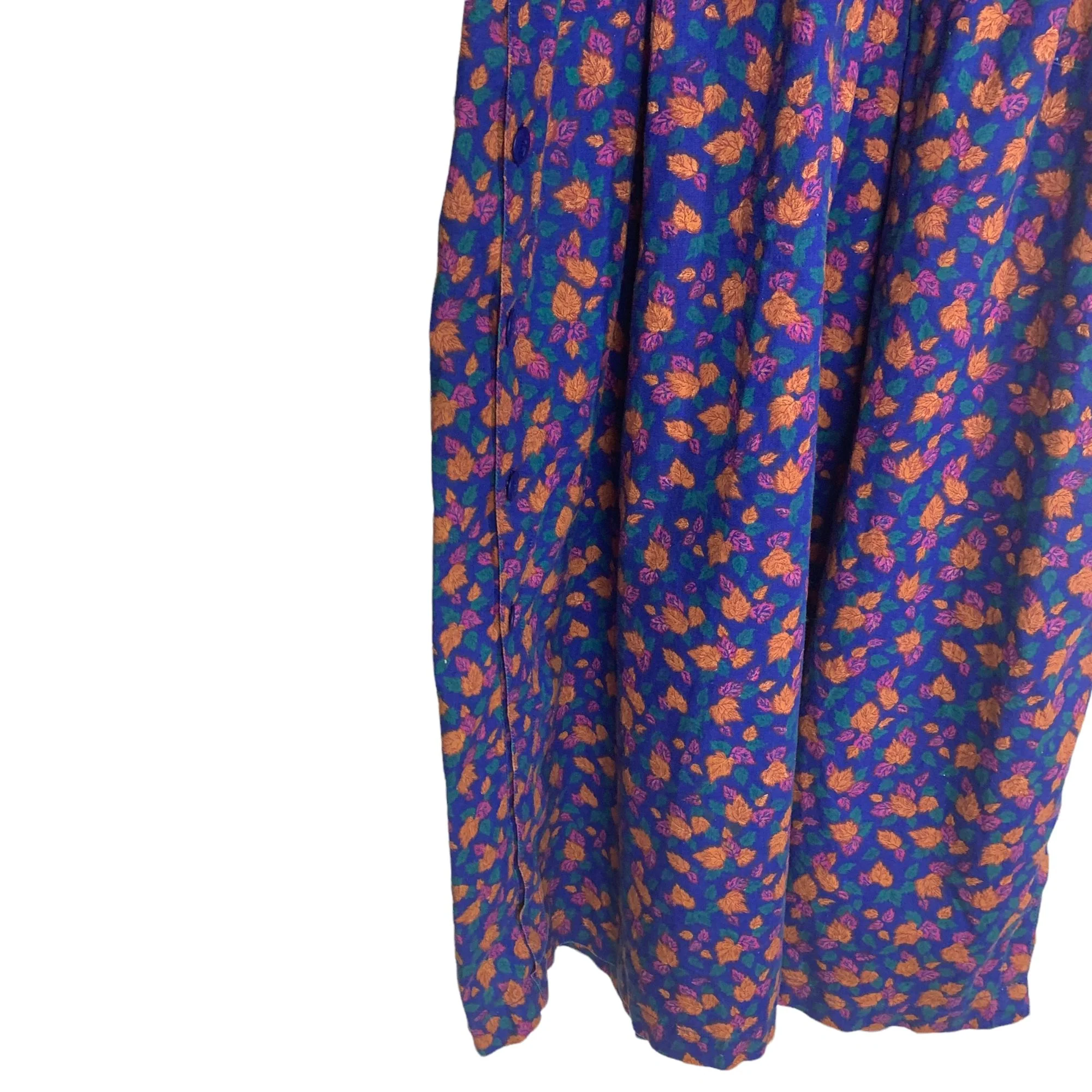 Vintage 90s Leaf Print V-Neck Drop Waist Jumper Dress Medium by Honors - Image 4