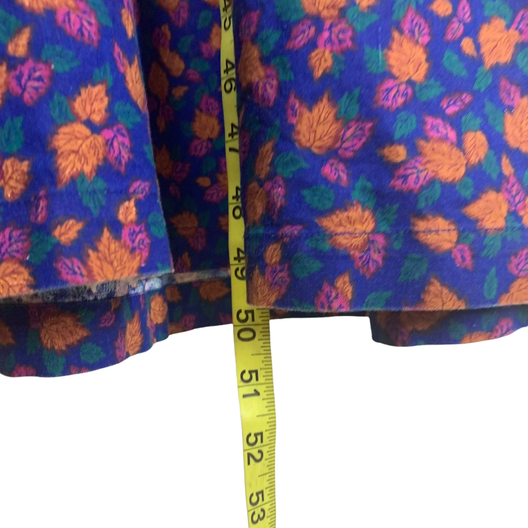 Vintage 90s Leaf Print V-Neck Drop Waist Jumper Dress Medium by Honors - Image 9